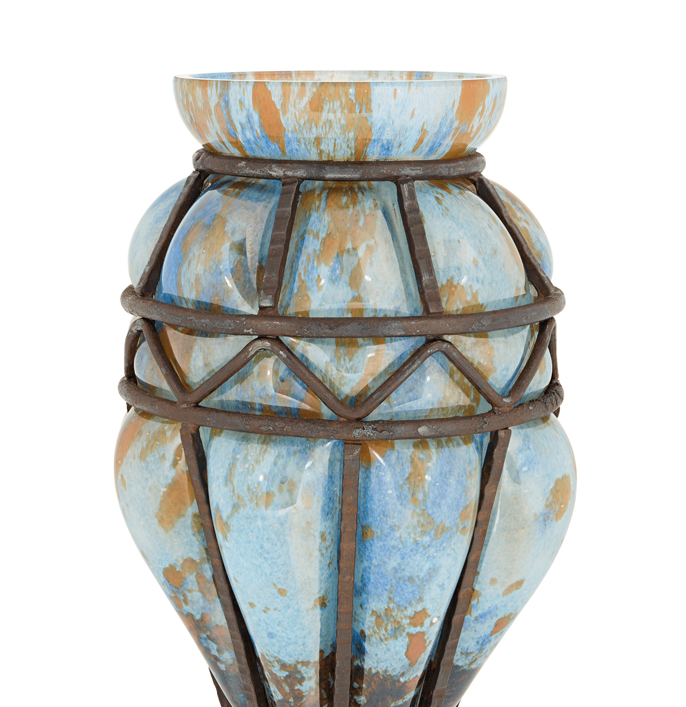 Daum and Majorelle Blue and Orange Vase