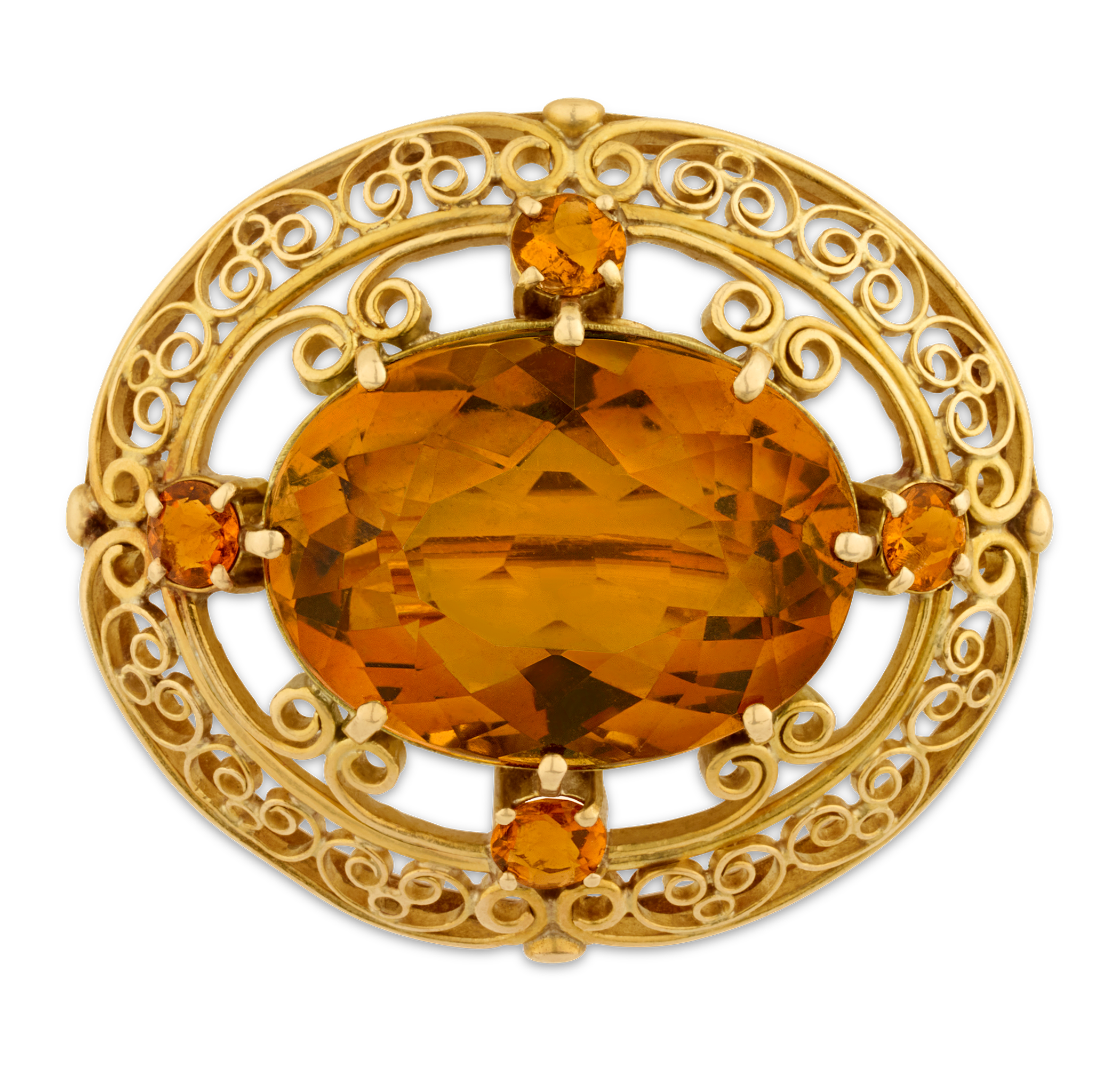 Louis Comfort Tiffany Citrine Brooch, 9.05 Carats