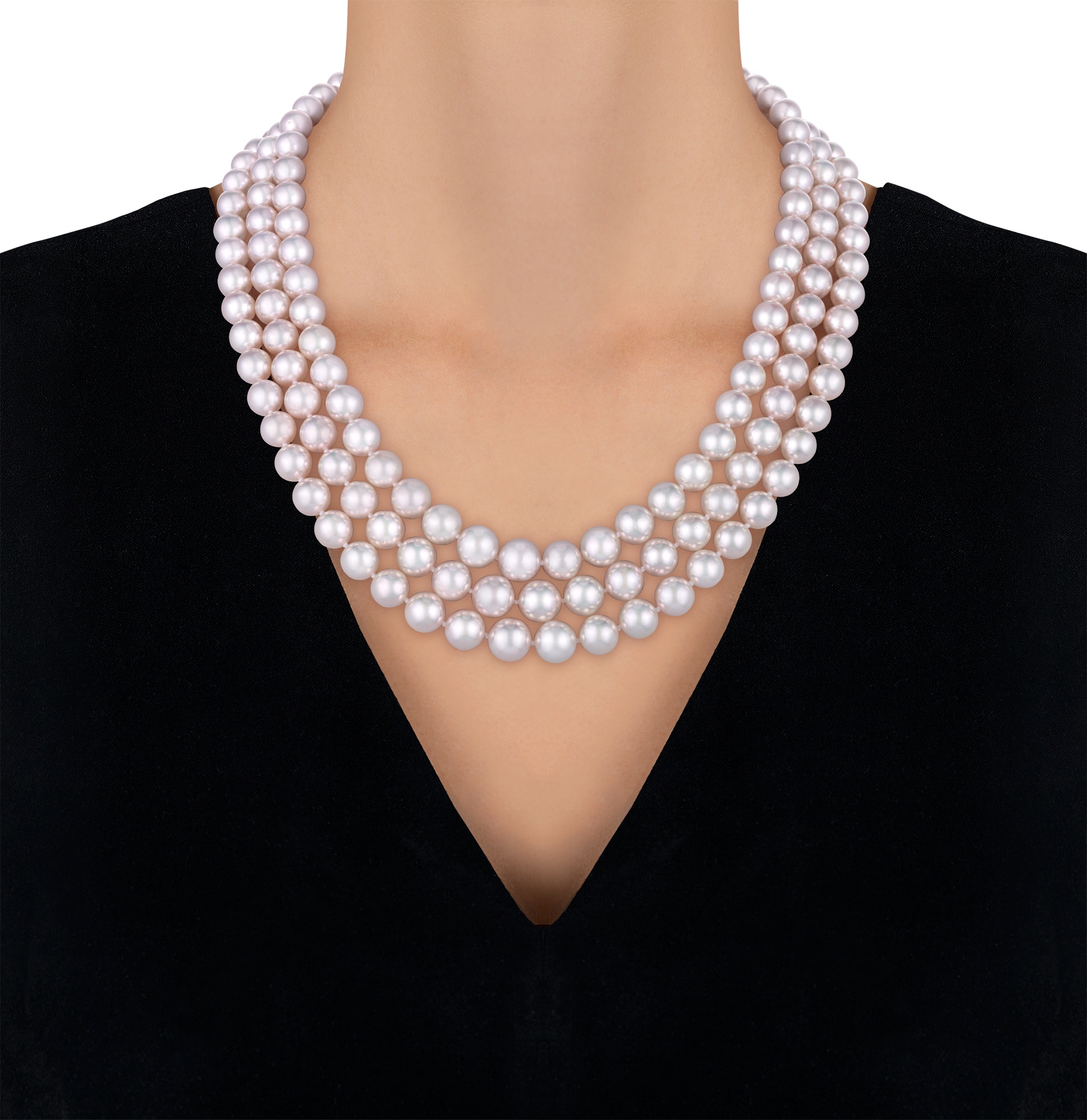 Triple Strand Akoya Pearl Necklace