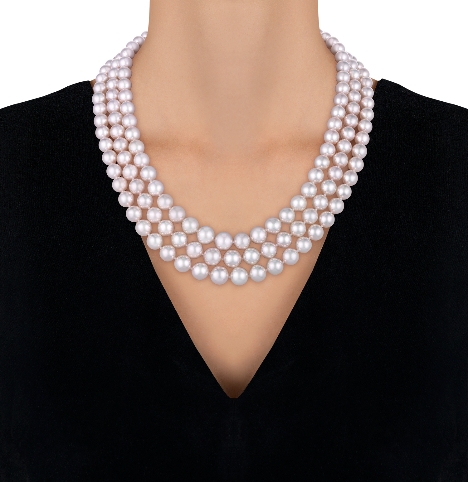 Triple Strand Akoya Pearl Necklace