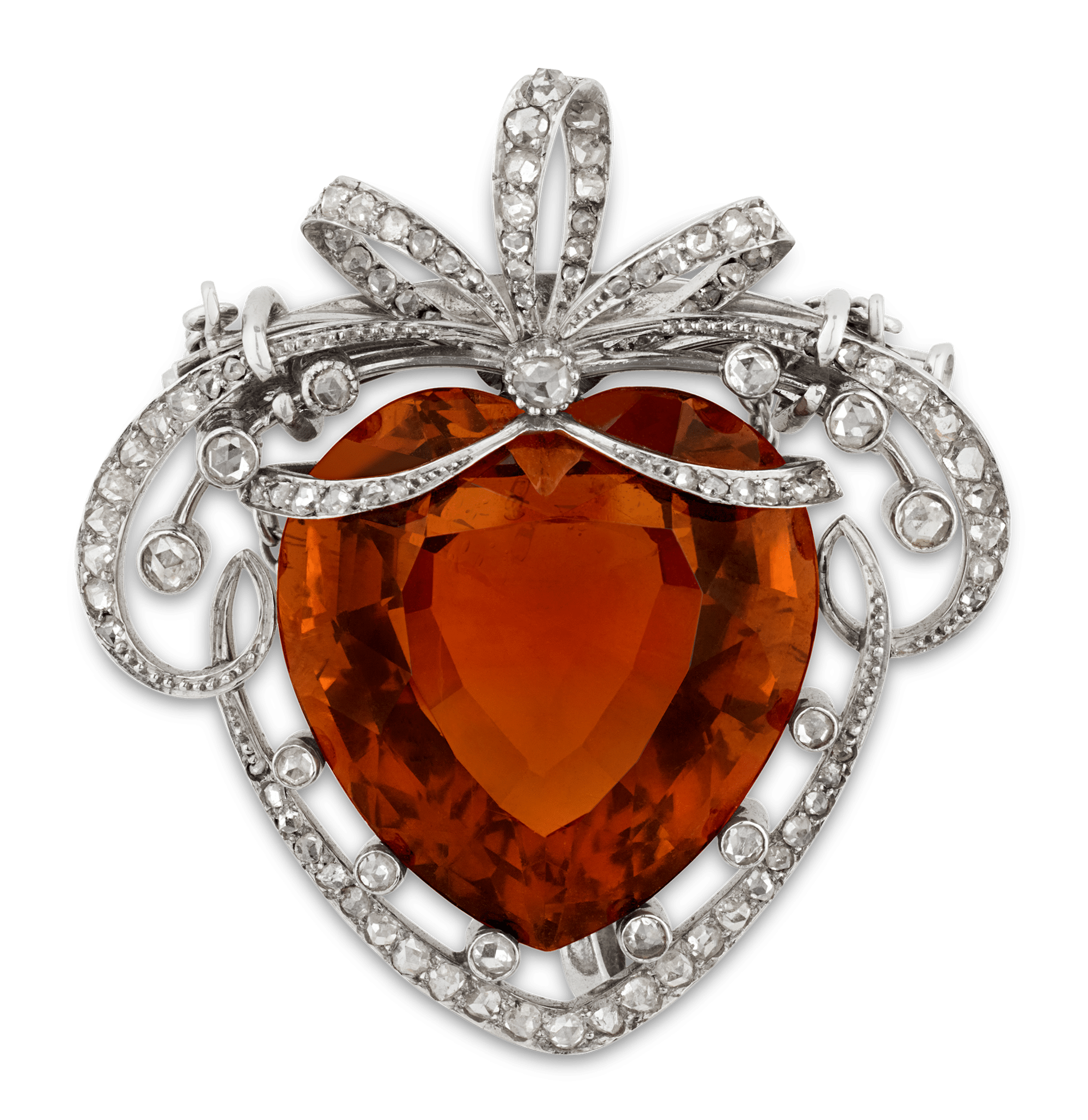 Belle Époque Madeira Citrine Heart Brooch