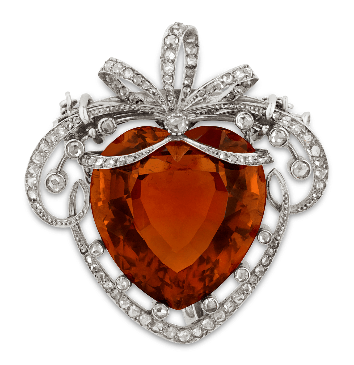 Belle Époque Madeira Citrine Heart Brooch