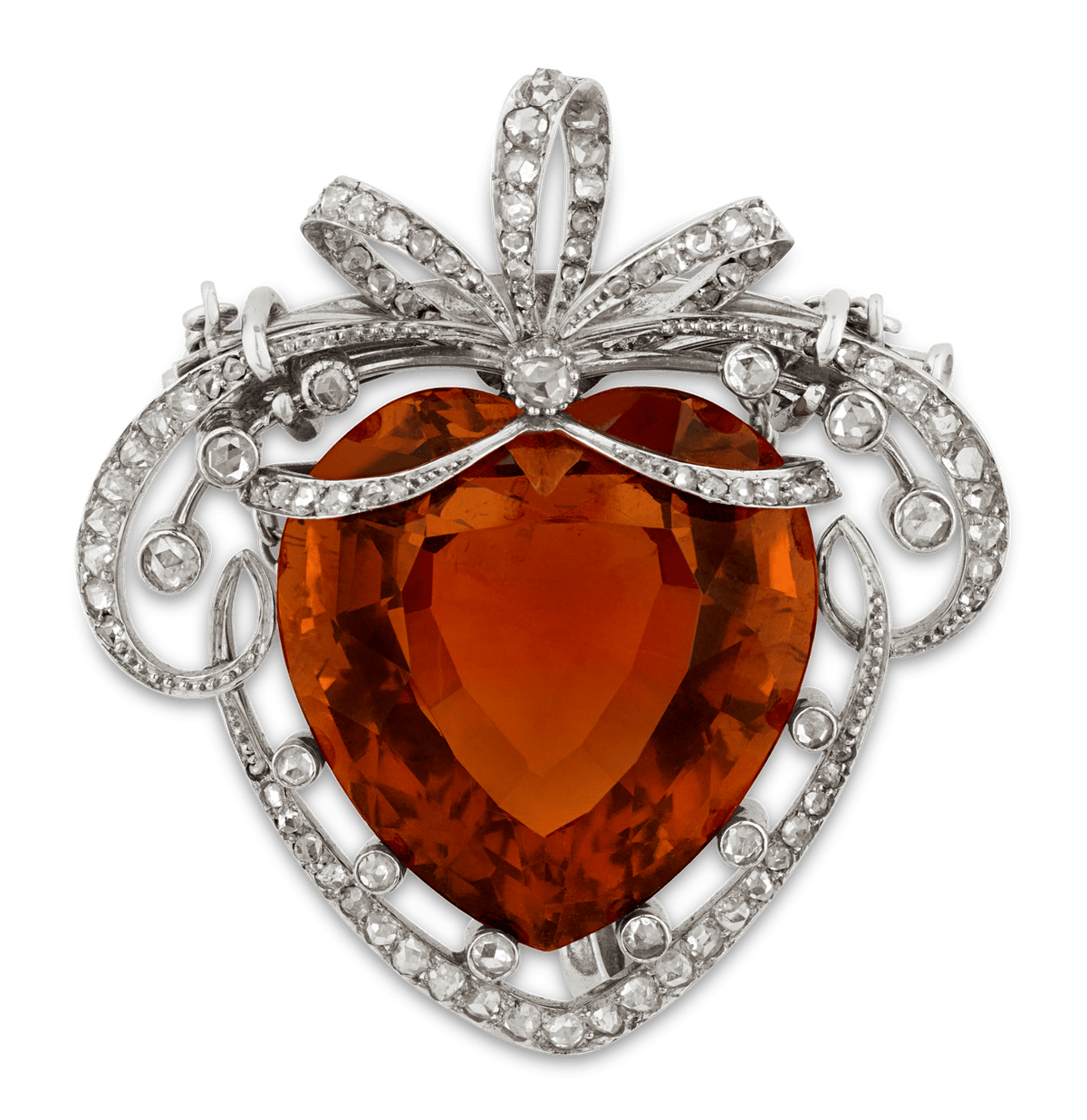 Belle Époque Madeira Citrine Heart Brooch
