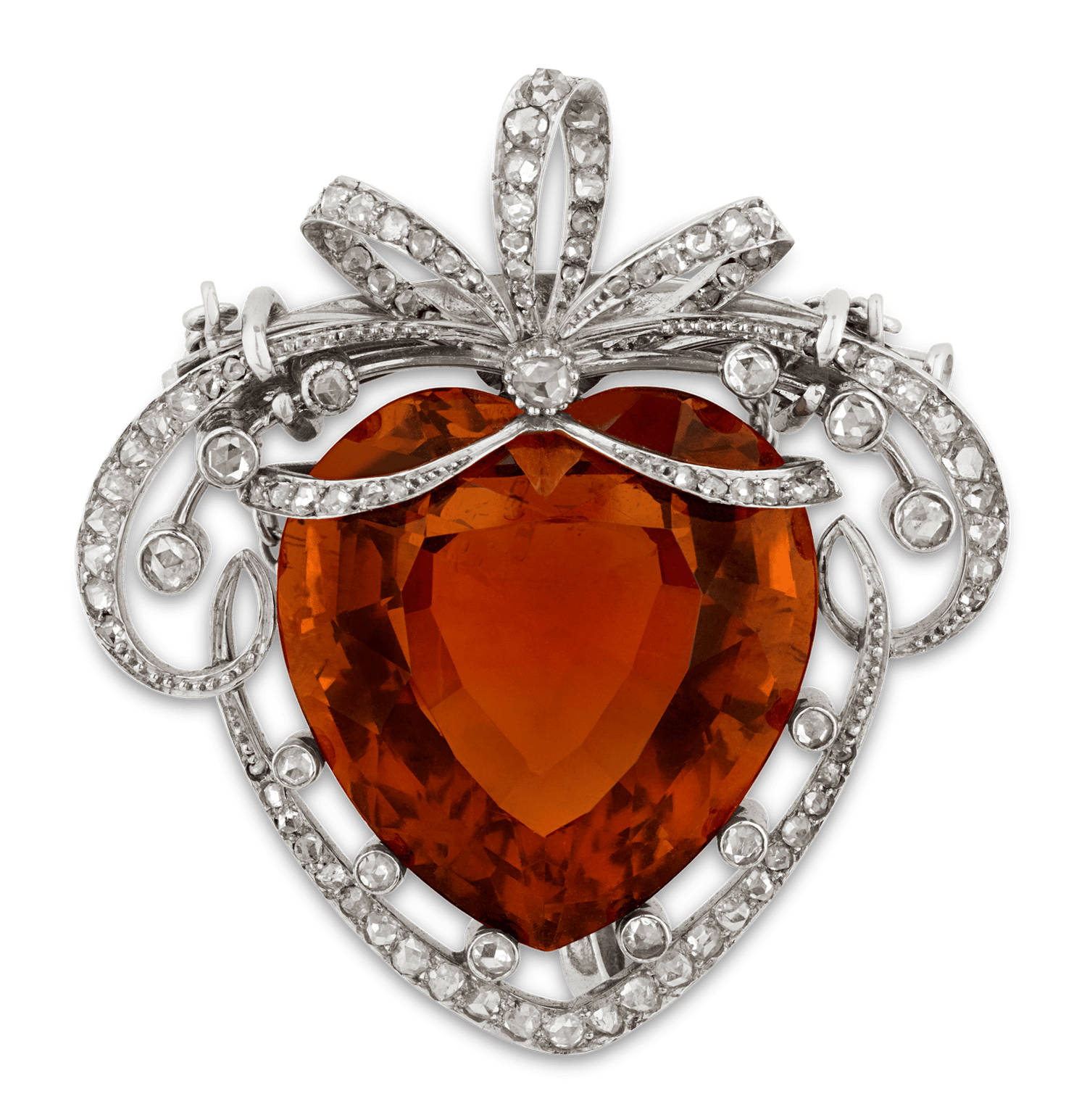 Belle Époque Madeira Citrine Heart Brooch