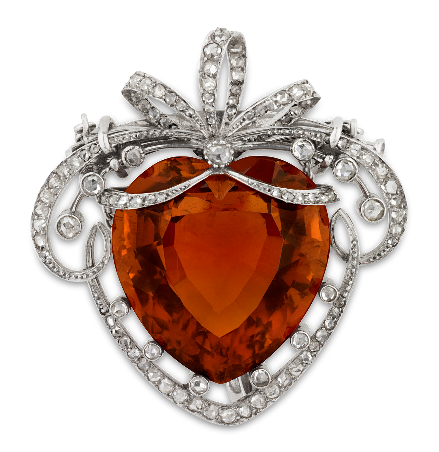 Belle Époque Madeira Citrine Heart Brooch