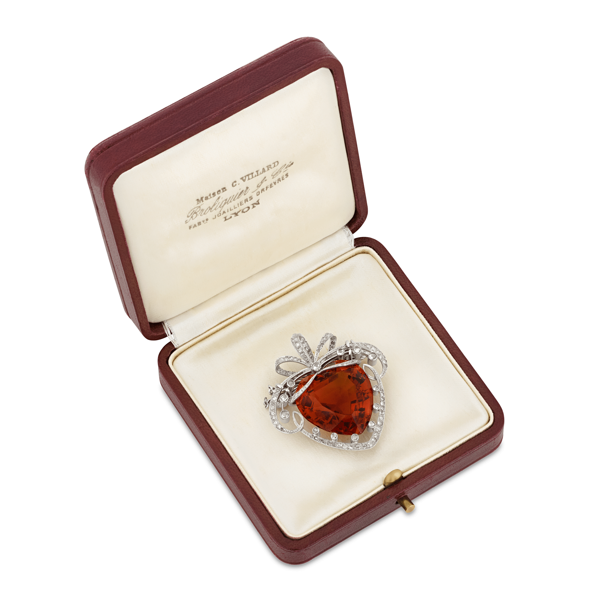 Belle Époque Madeira Citrine Heart Brooch