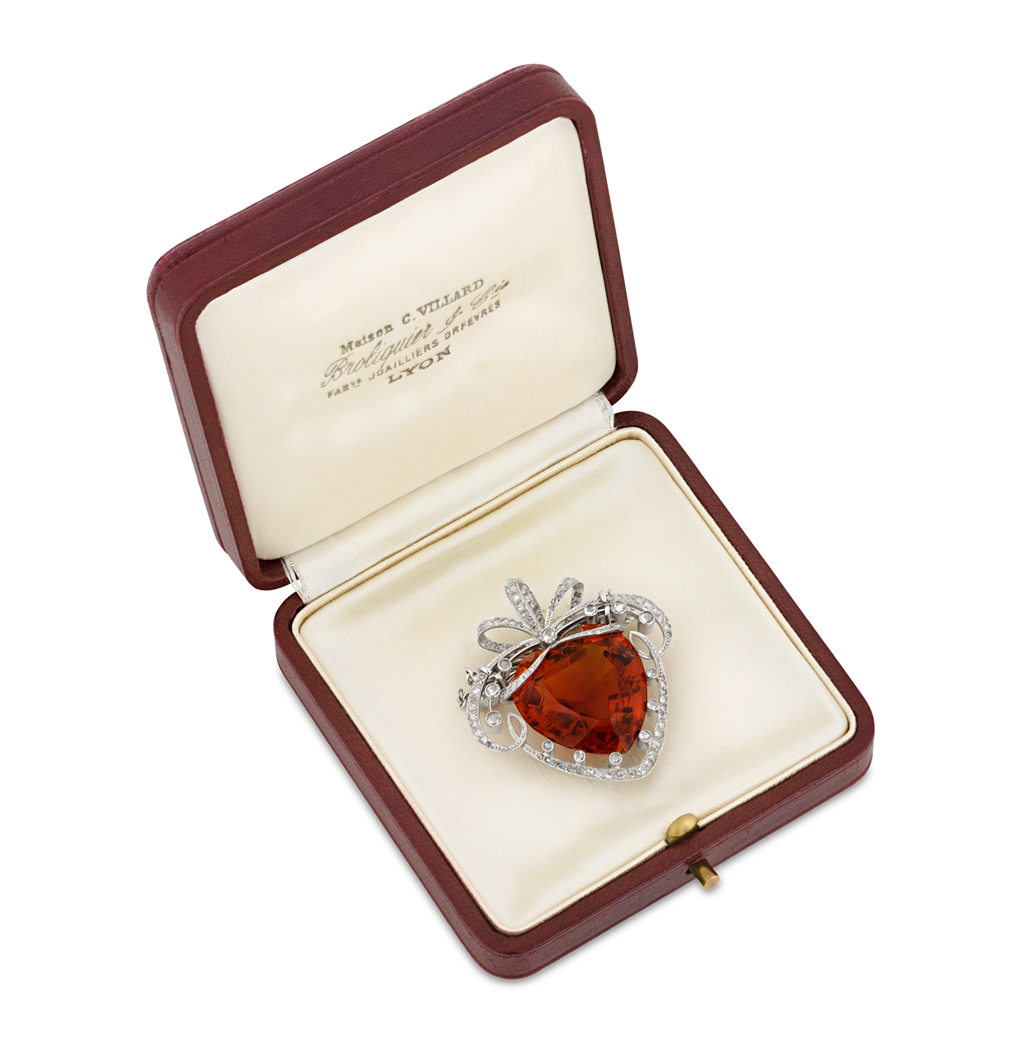 Belle Époque Madeira Citrine Heart Brooch