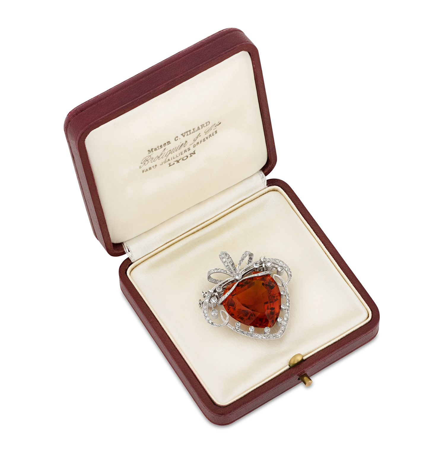 Belle Époque Madeira Citrine Heart Brooch