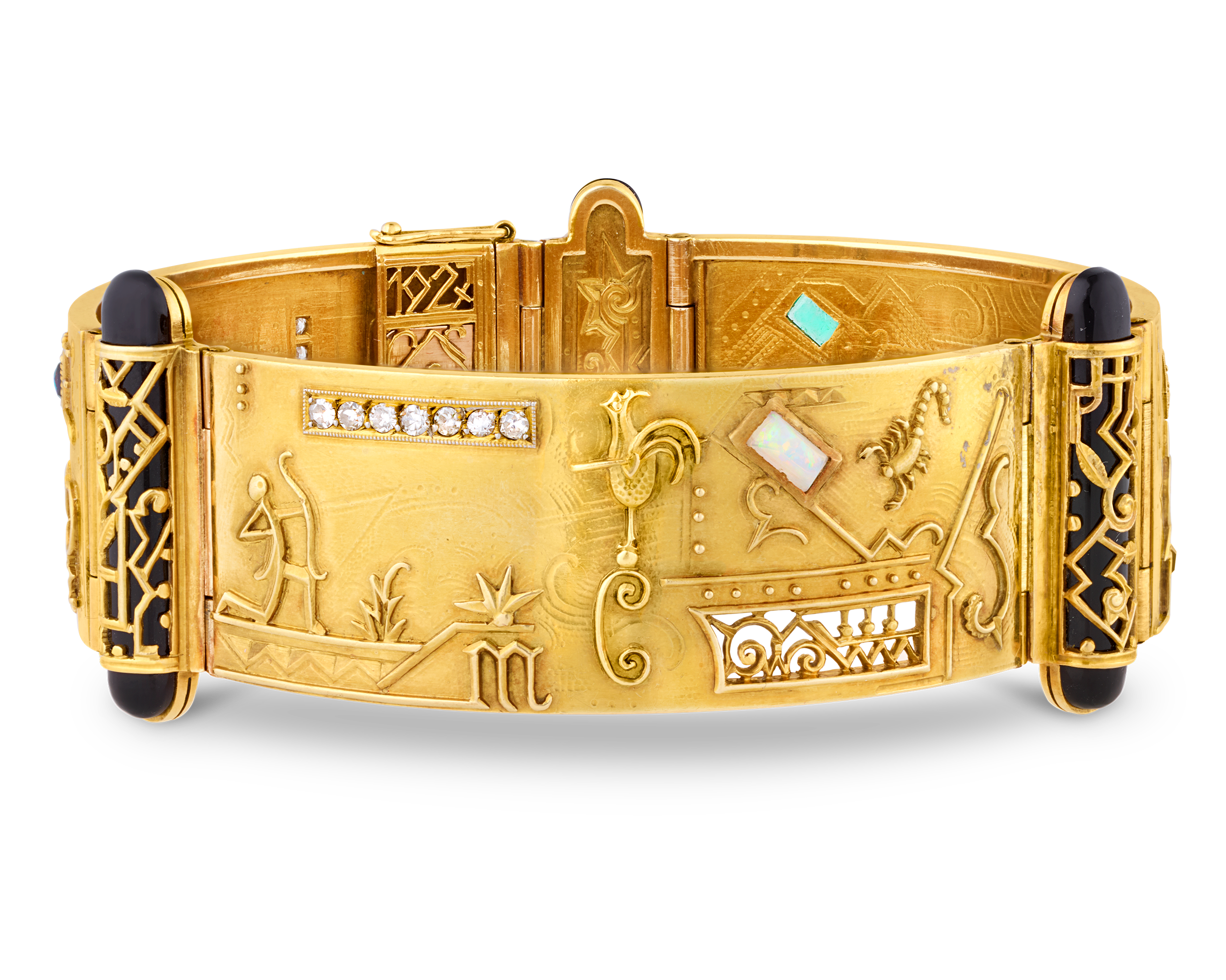 Art Deco Egyptian Revival Gold Bracelet