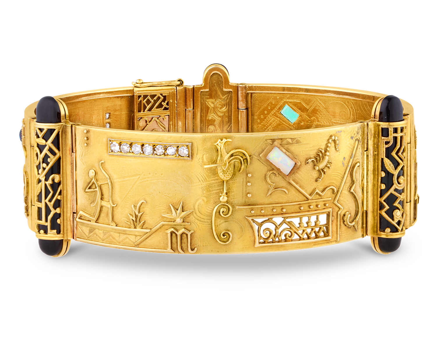 Art Deco Egyptian Revival Gold Bracelet