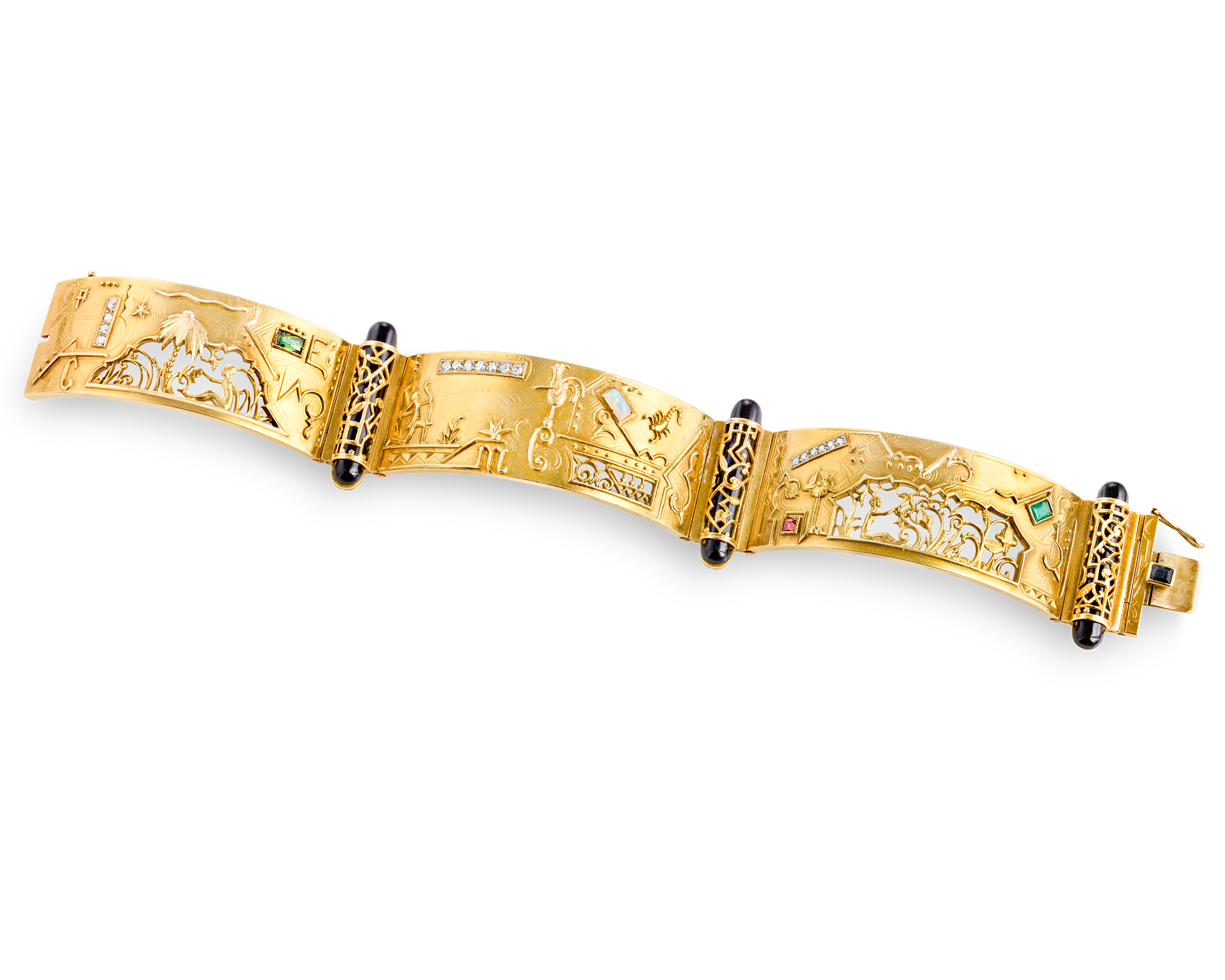 Art Deco Egyptian Revival Gold Bracelet