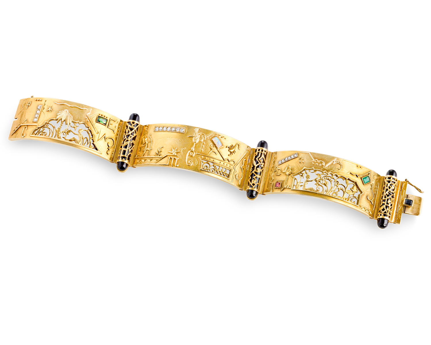 Art Deco Egyptian Revival Gold Bracelet