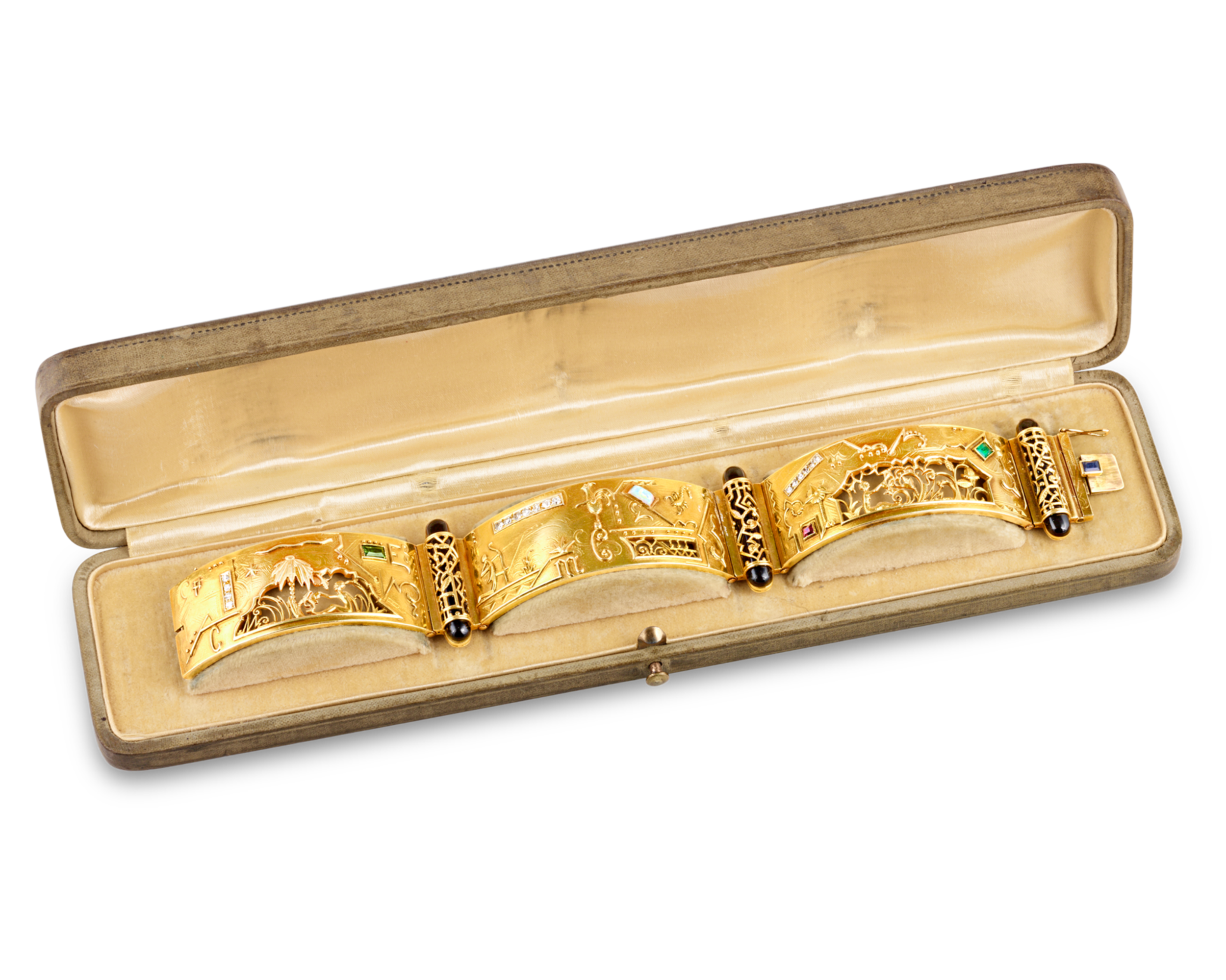 Art Deco Egyptian Revival Gold Bracelet