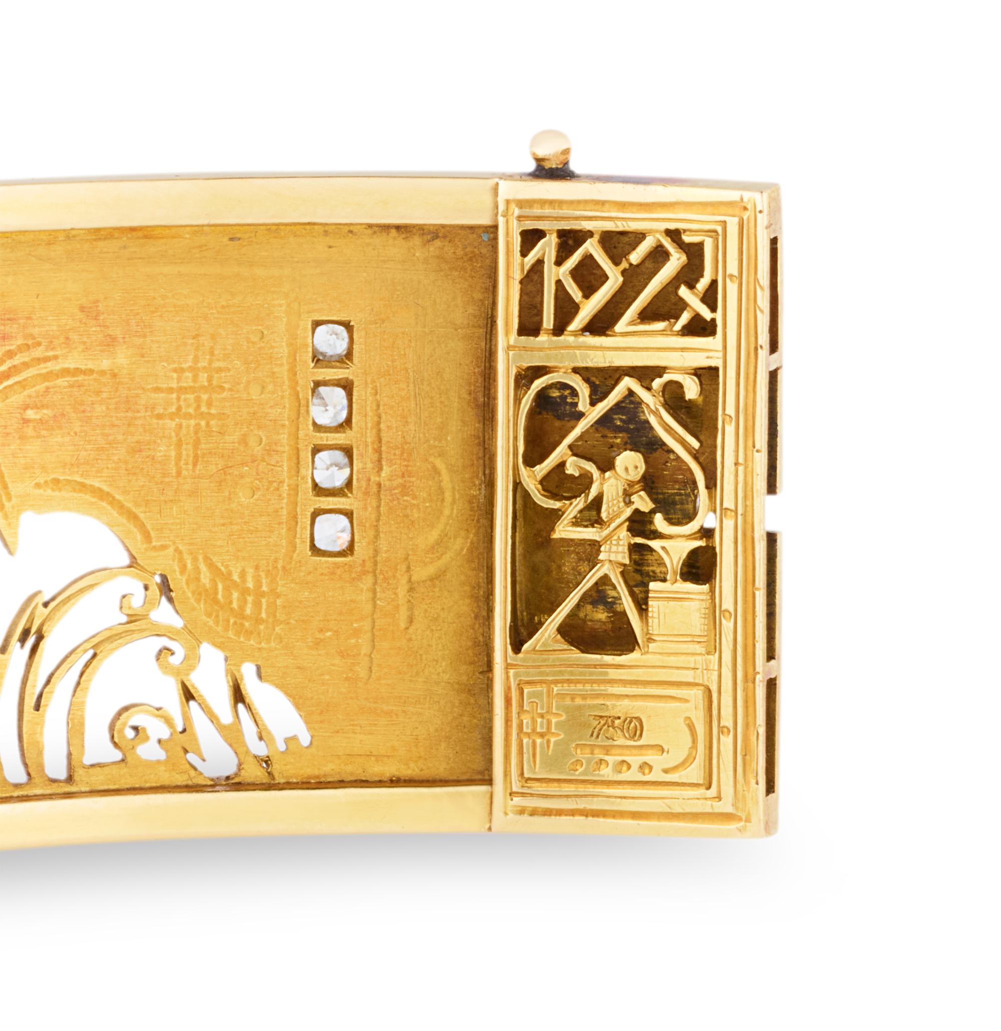 Art Deco Egyptian Revival Gold Bracelet