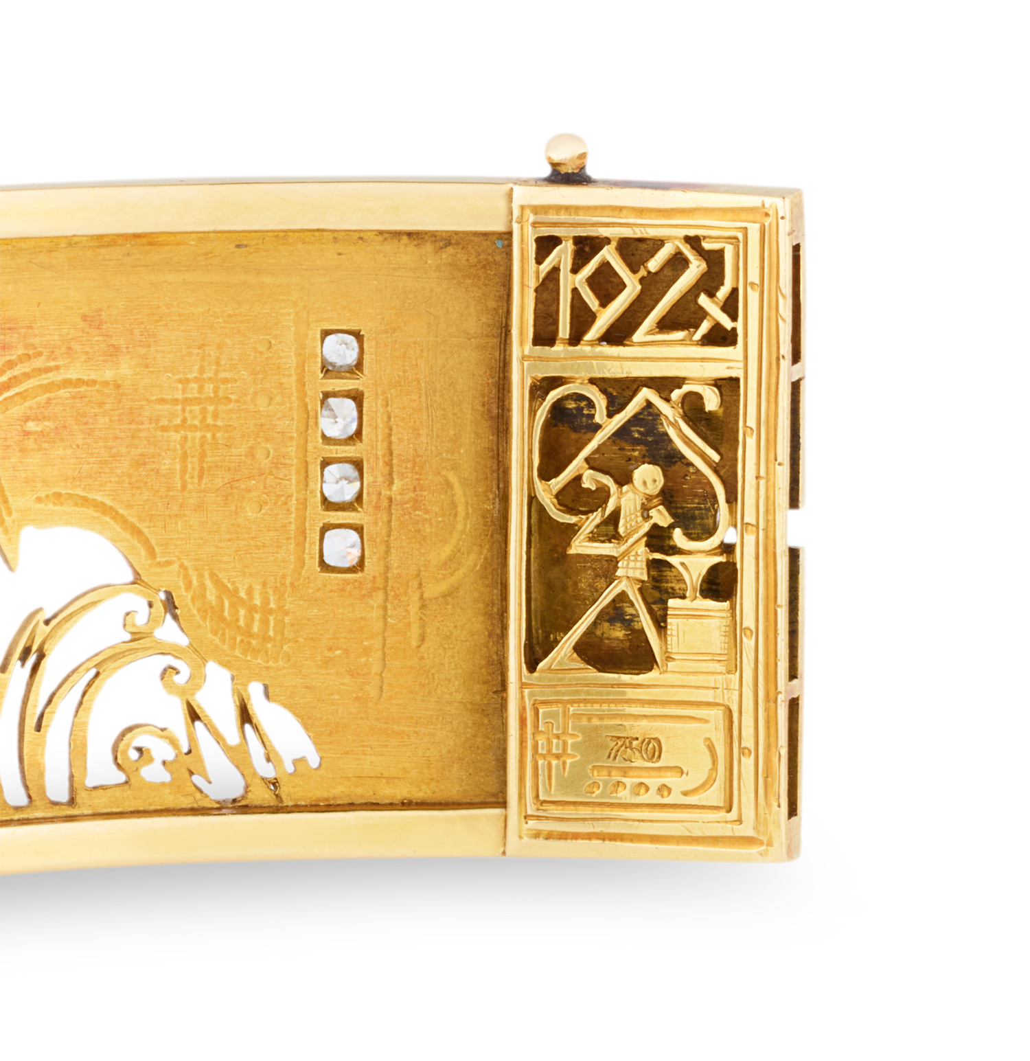 Art Deco Egyptian Revival Gold Bracelet