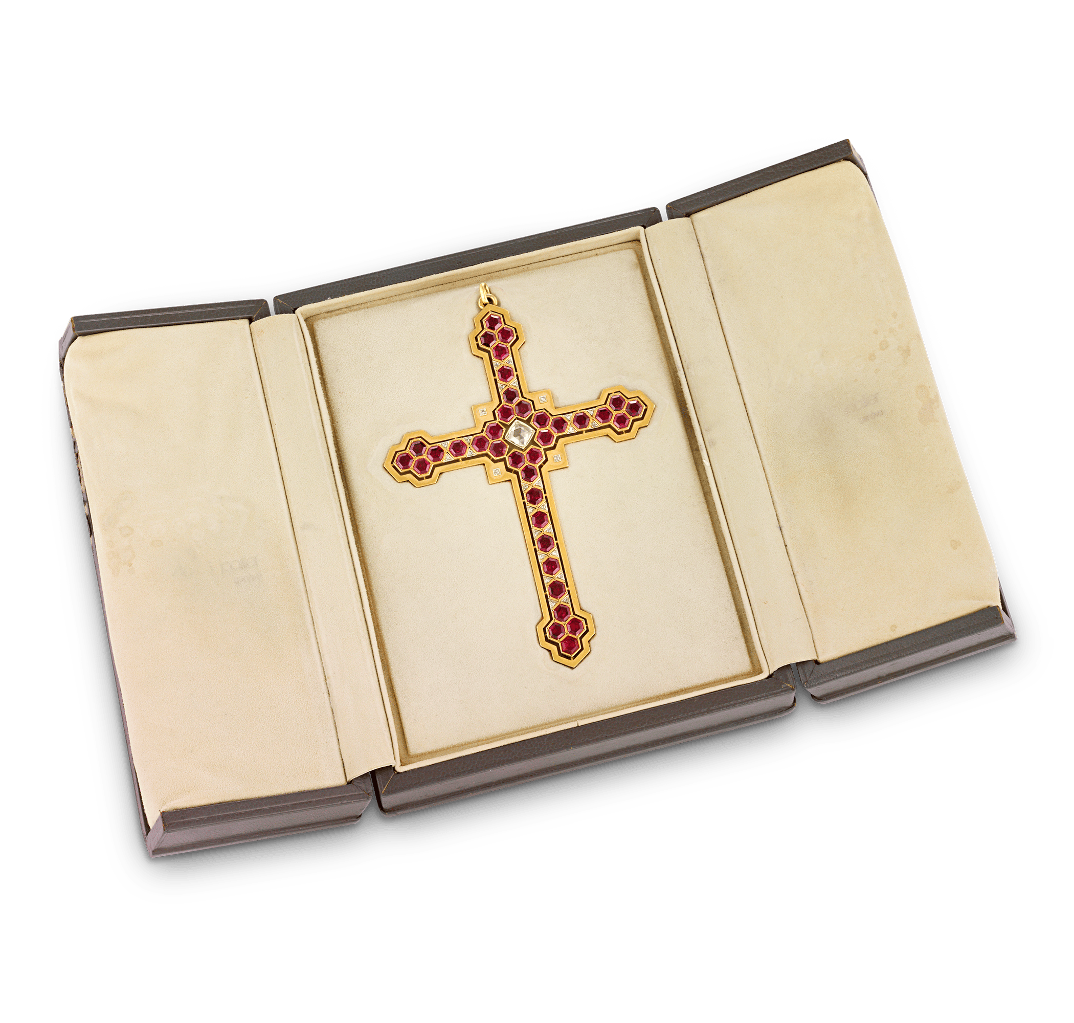 Mellerio Garnet, Diamond and Gold Cross Pendant