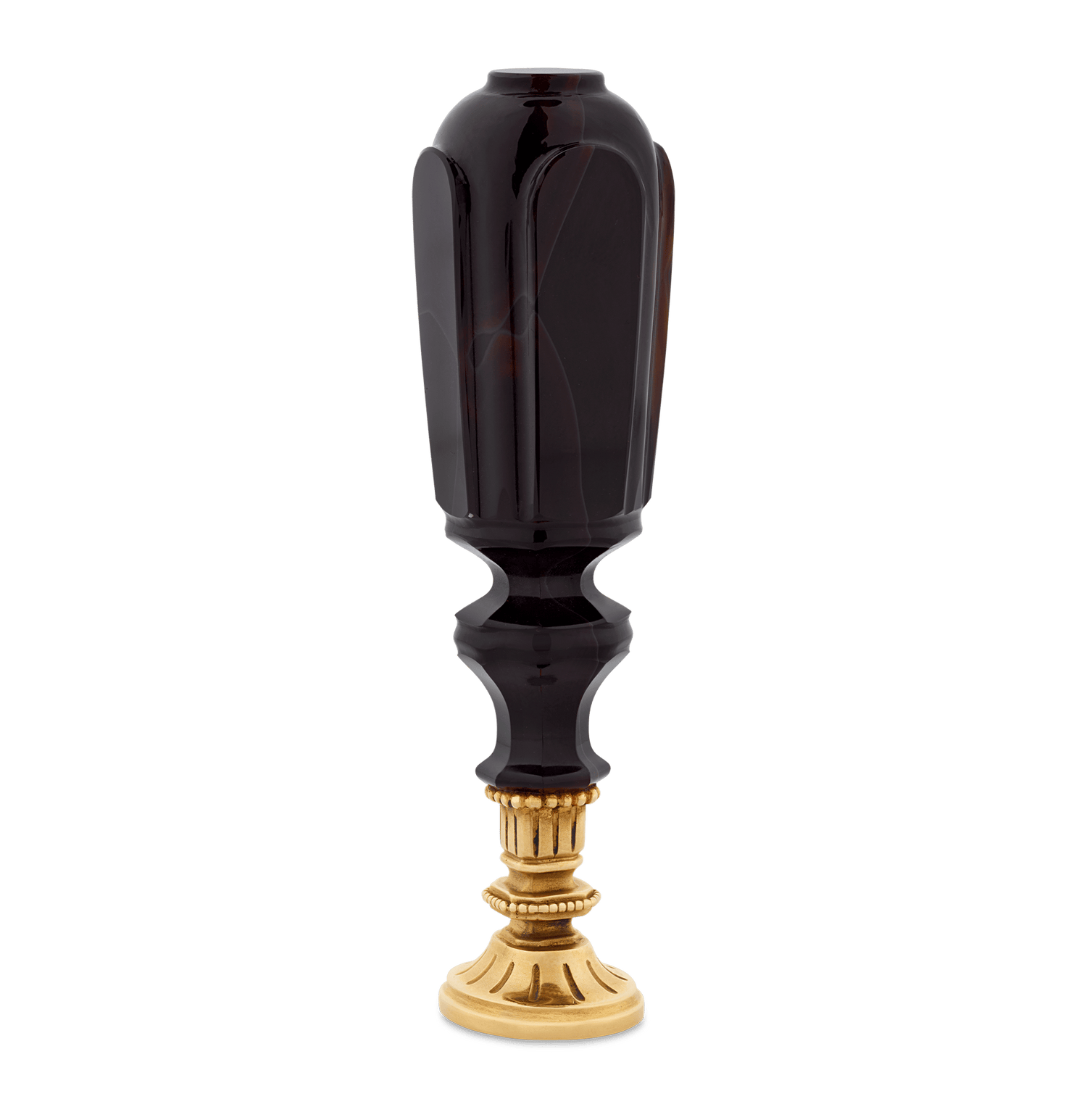 Gold Carnelian Armorial Seal with Agate Handle