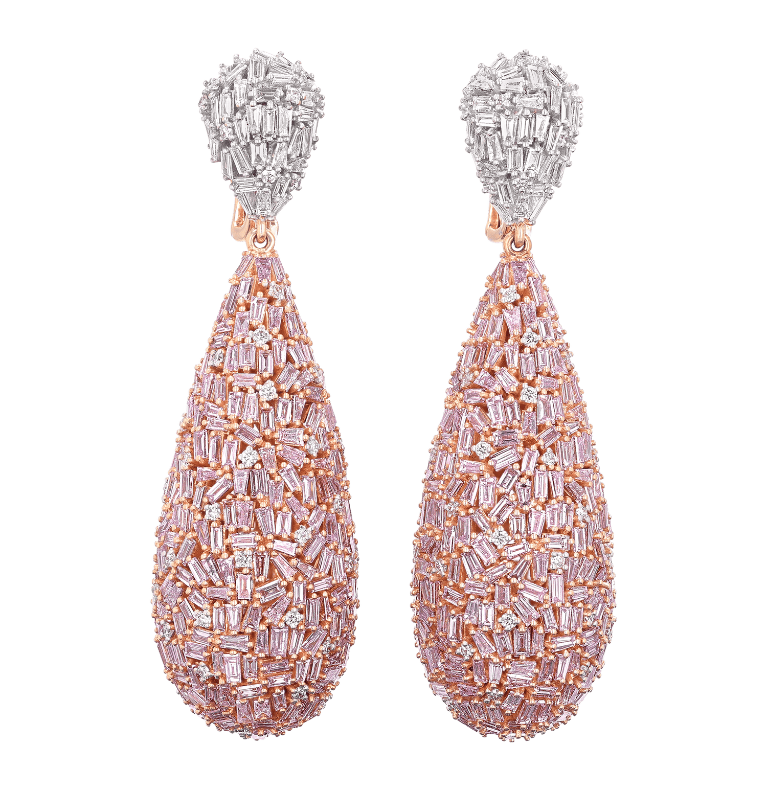 Salavetti Purplish Pink Diamond Earrings, 14.75 Carats