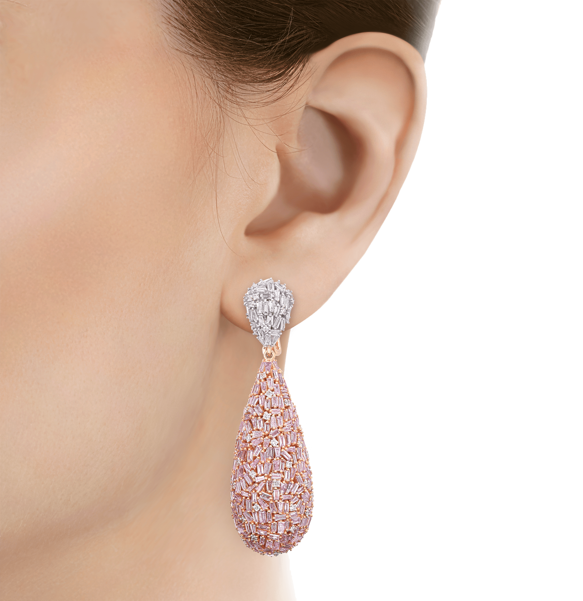 Salavetti Purplish Pink Diamond Earrings, 14.75 Carats