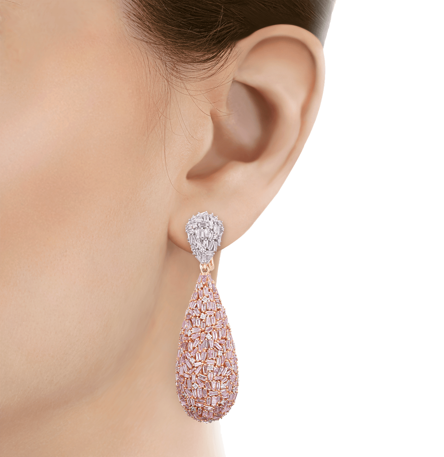 Salavetti Purplish Pink Diamond Earrings, 14.75 Carats