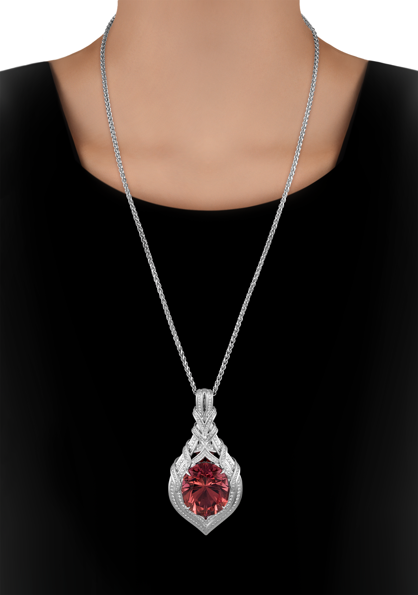 Kat Florence Rubellite Tourmaline Necklace, 64.20 carats