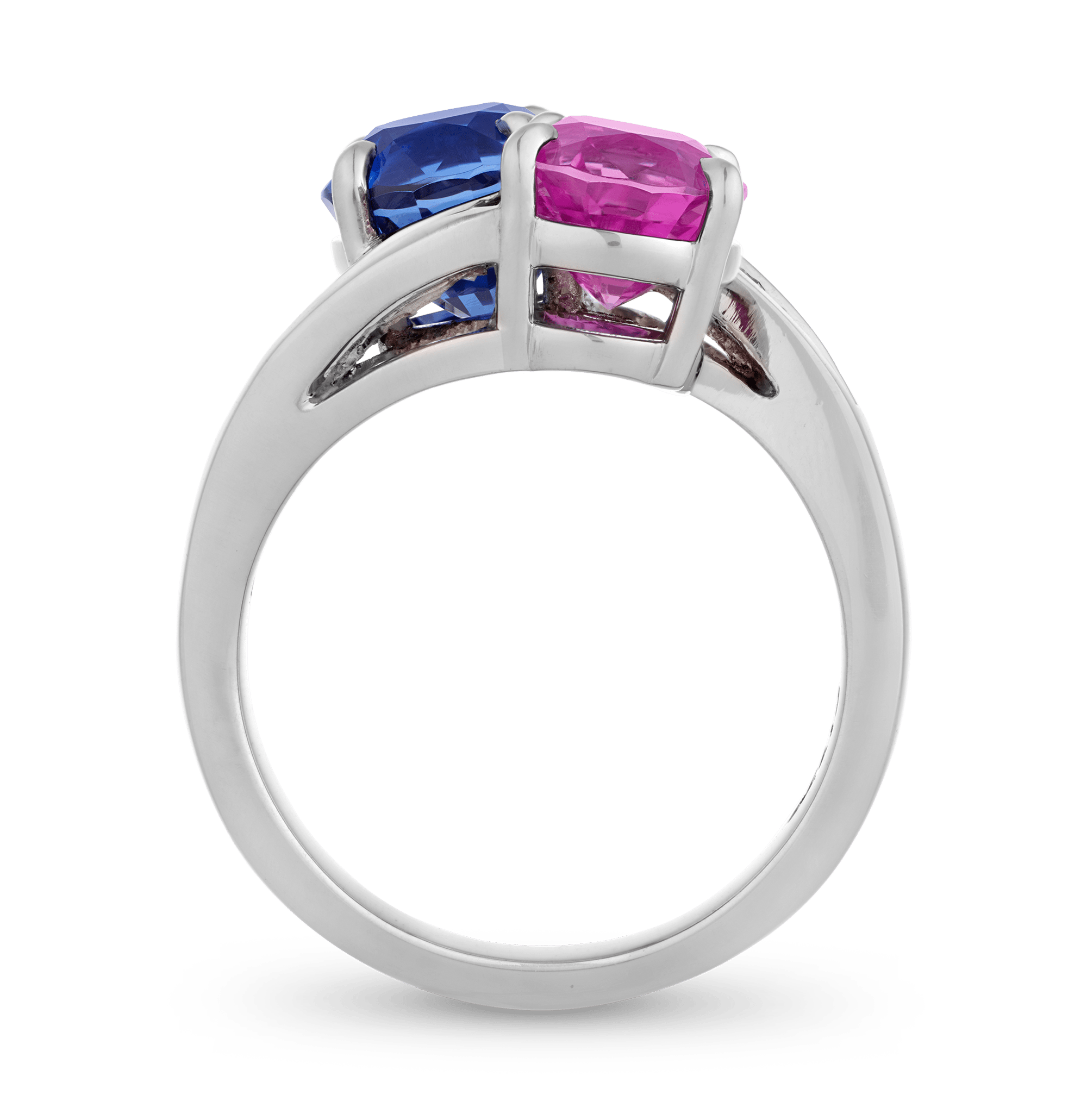 Unheated Pink and Blue Burma Sapphire Ring, 5.94 Carats
