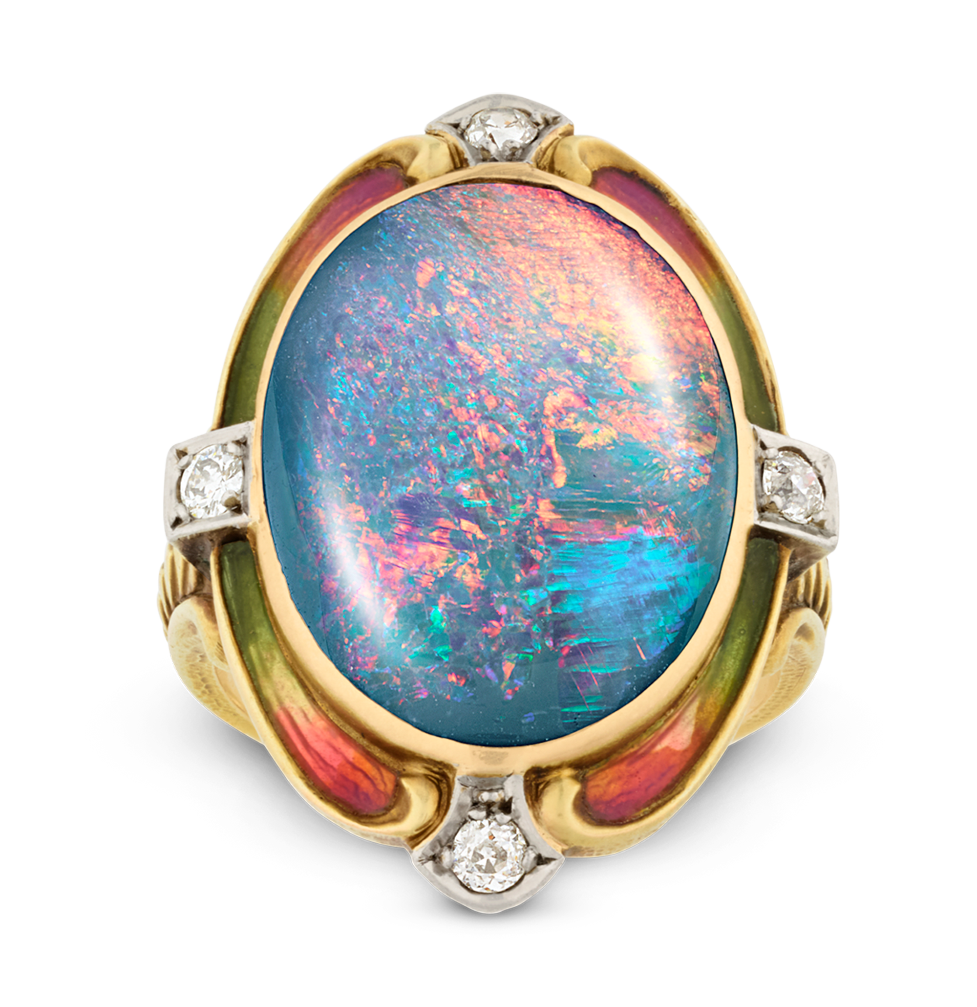 Louis Comfort Tiffany Black Opal Ring, 5.50 carats