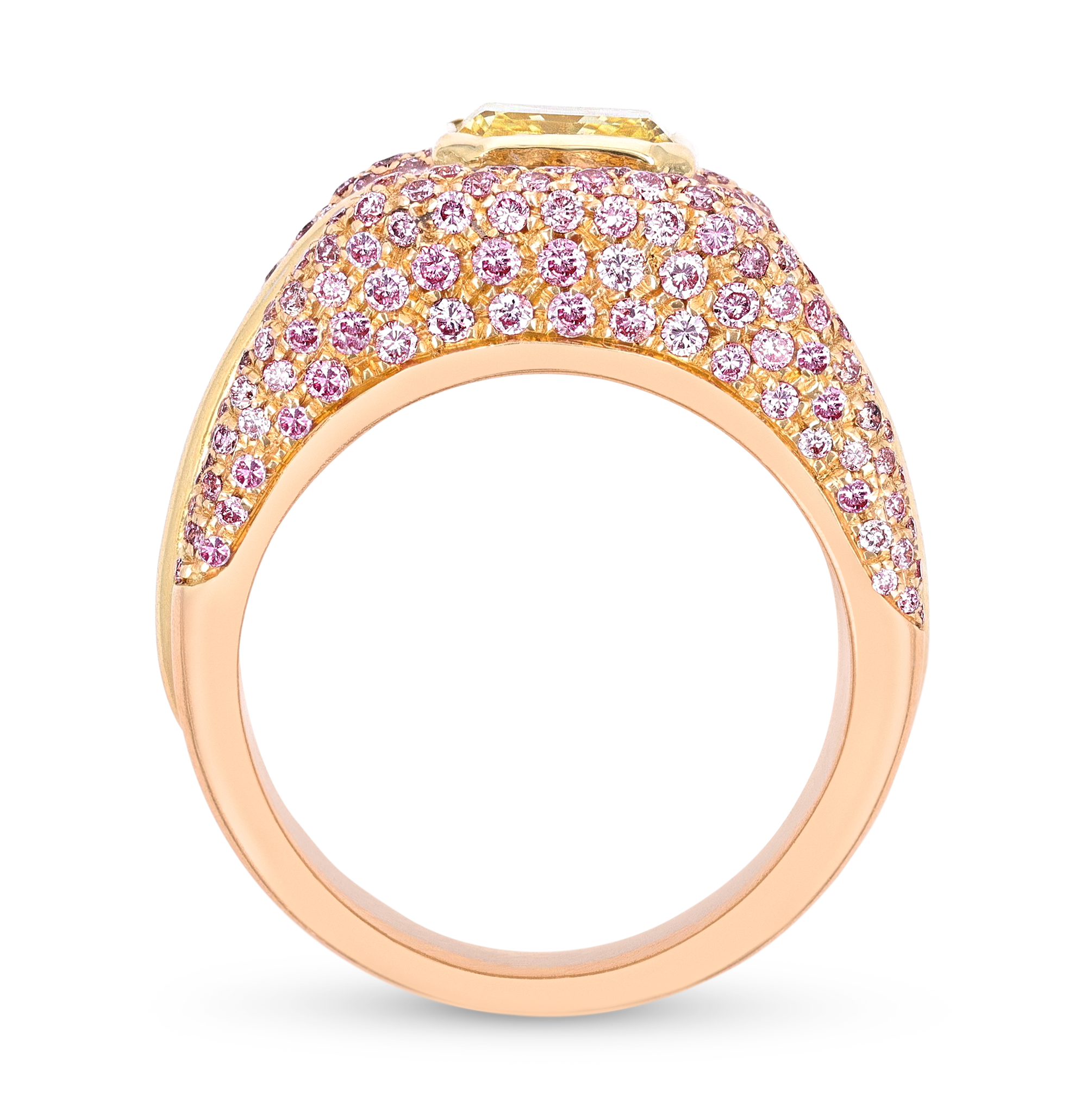 Fancy Vivid Yellow and Pink Diamond Cocktail Ring