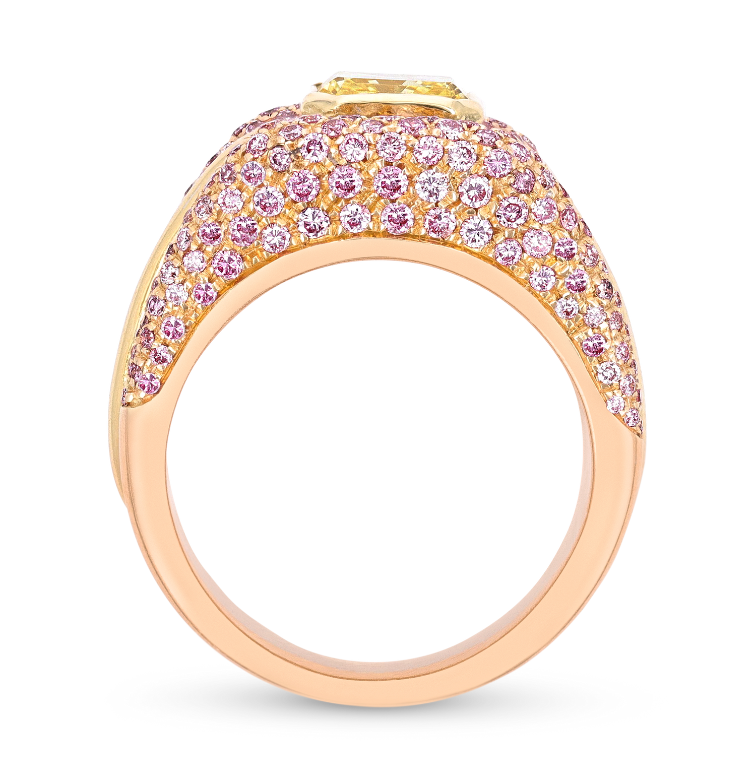 Fancy Vivid Yellow and Pink Diamond Cocktail Ring