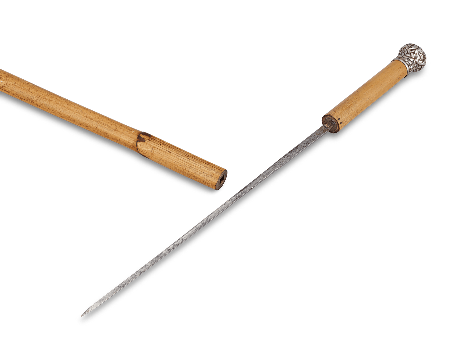 Toledo Sword Cane with Silver Knob Handle