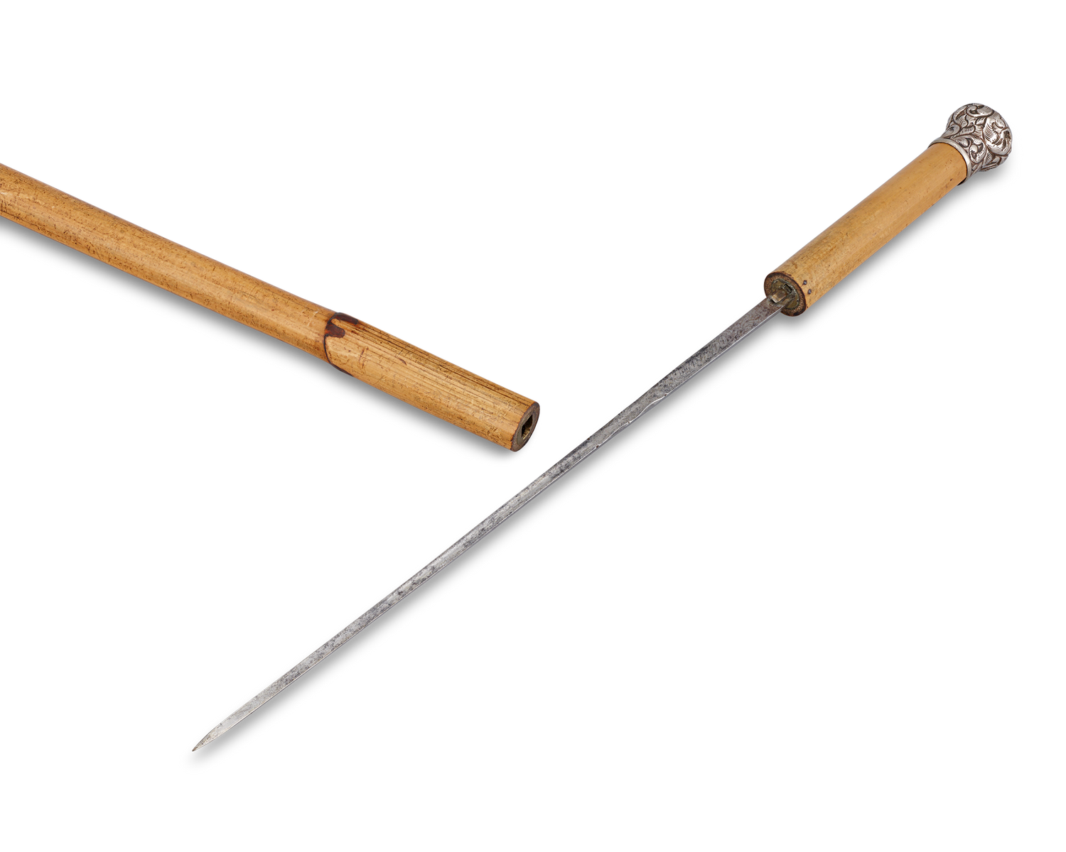 Toledo Sword Cane with Silver Knob Handle