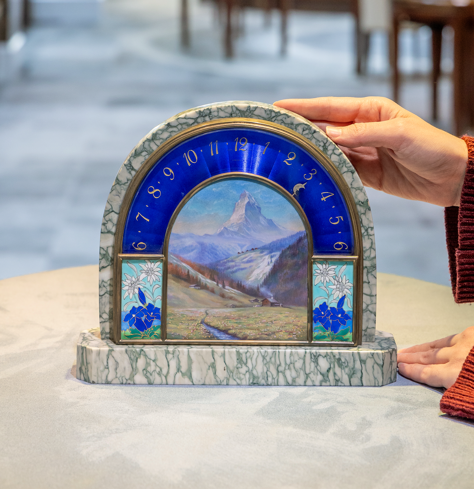 Art Deco Enamel Clock by Grogan Company