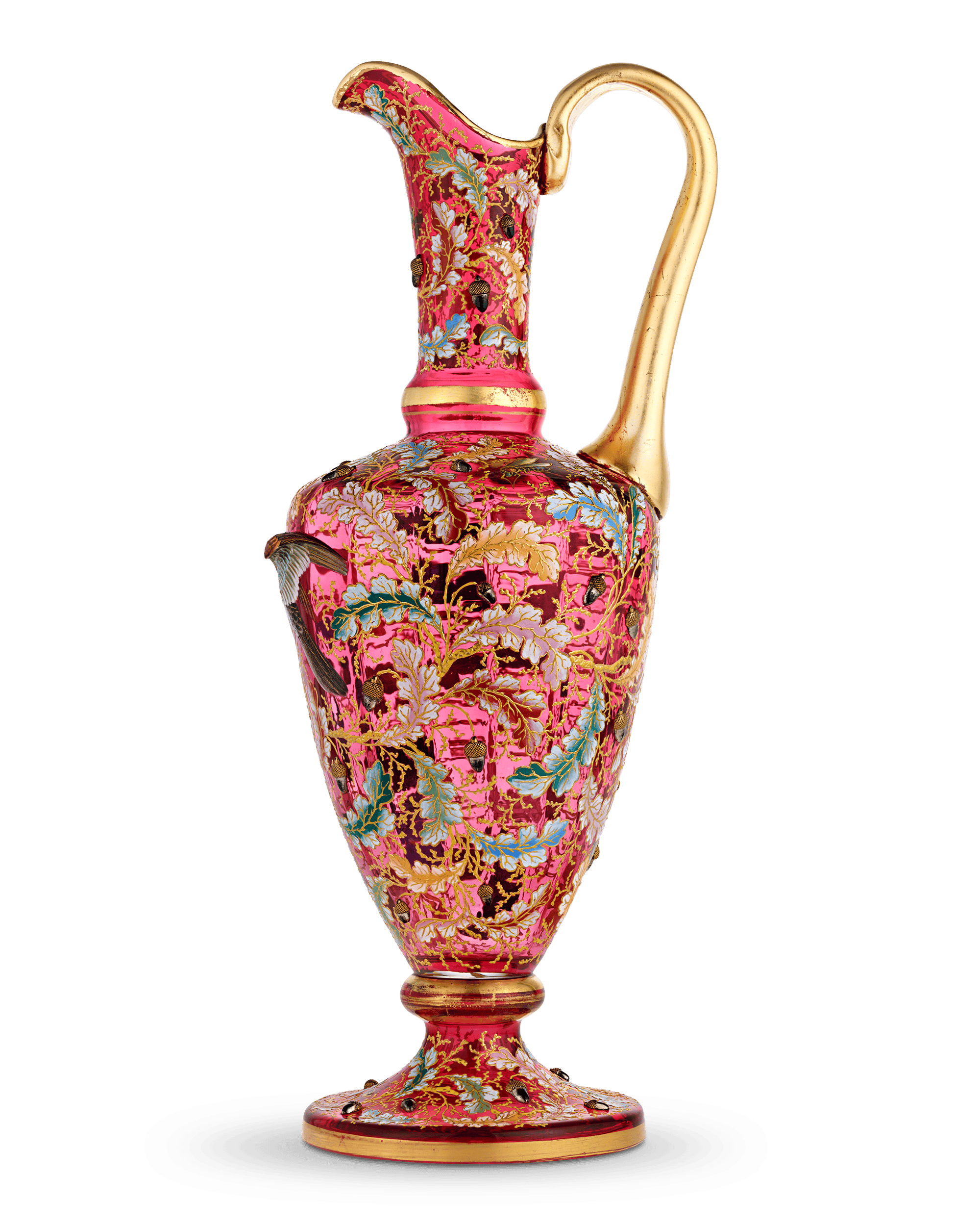 Stylebuilt ヴィンテージ ガラス ローズ柄 ボトル (#2601) Vintage Dalzell-viking Press/ Blown Pink and Clear Glass Footed