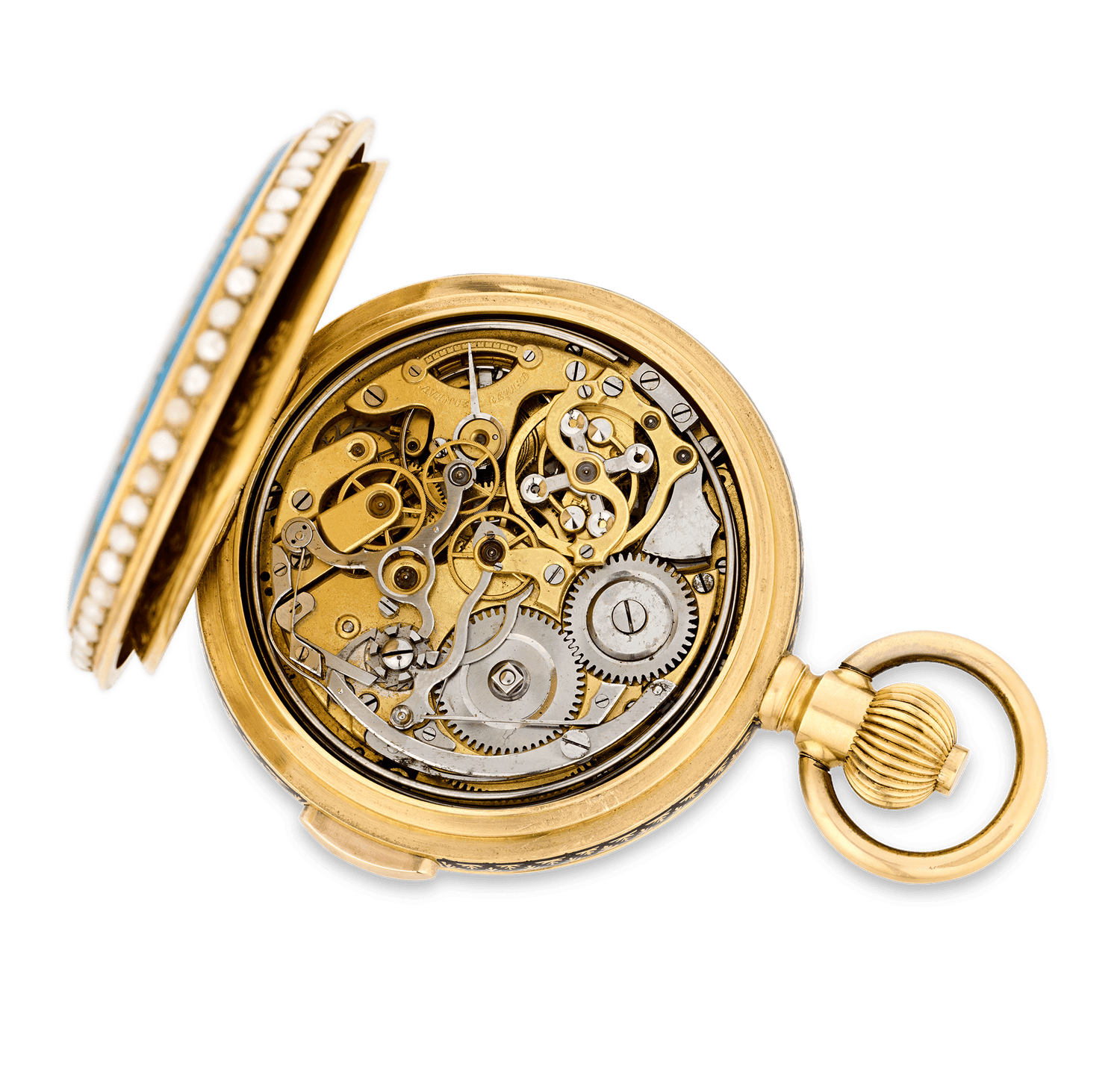 Enamel Minute Repeater Chronograph Pocket Watch