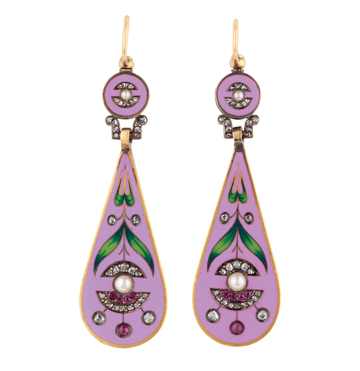 Falize Reversible Cloisonné Enamel Earrings