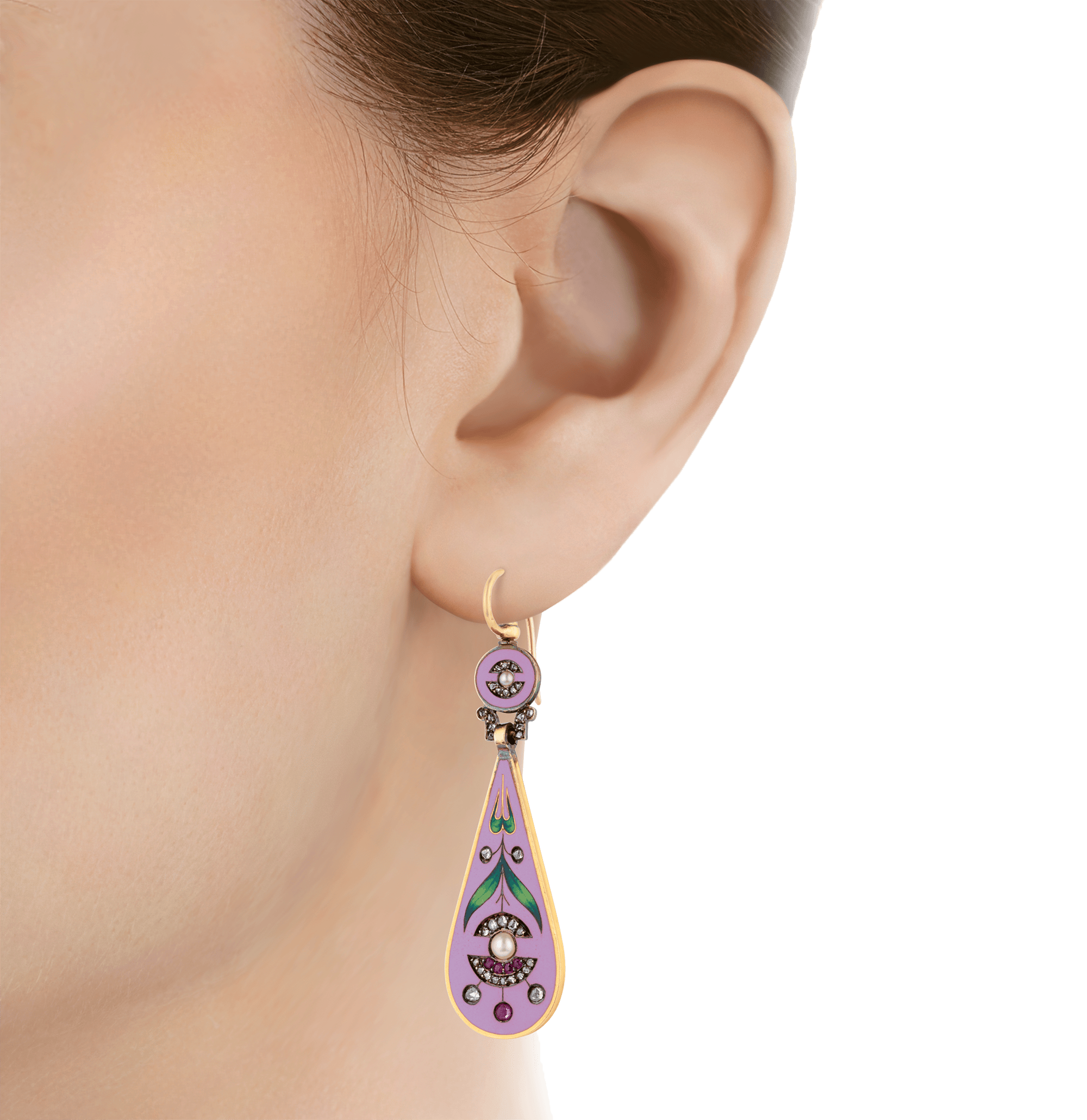 Falize Reversible Cloisonné Enamel Earrings