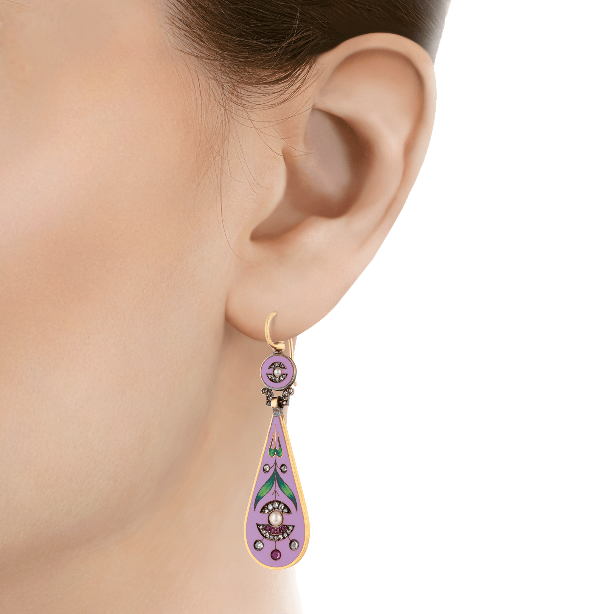 Falize Reversible Cloisonné Enamel Earrings