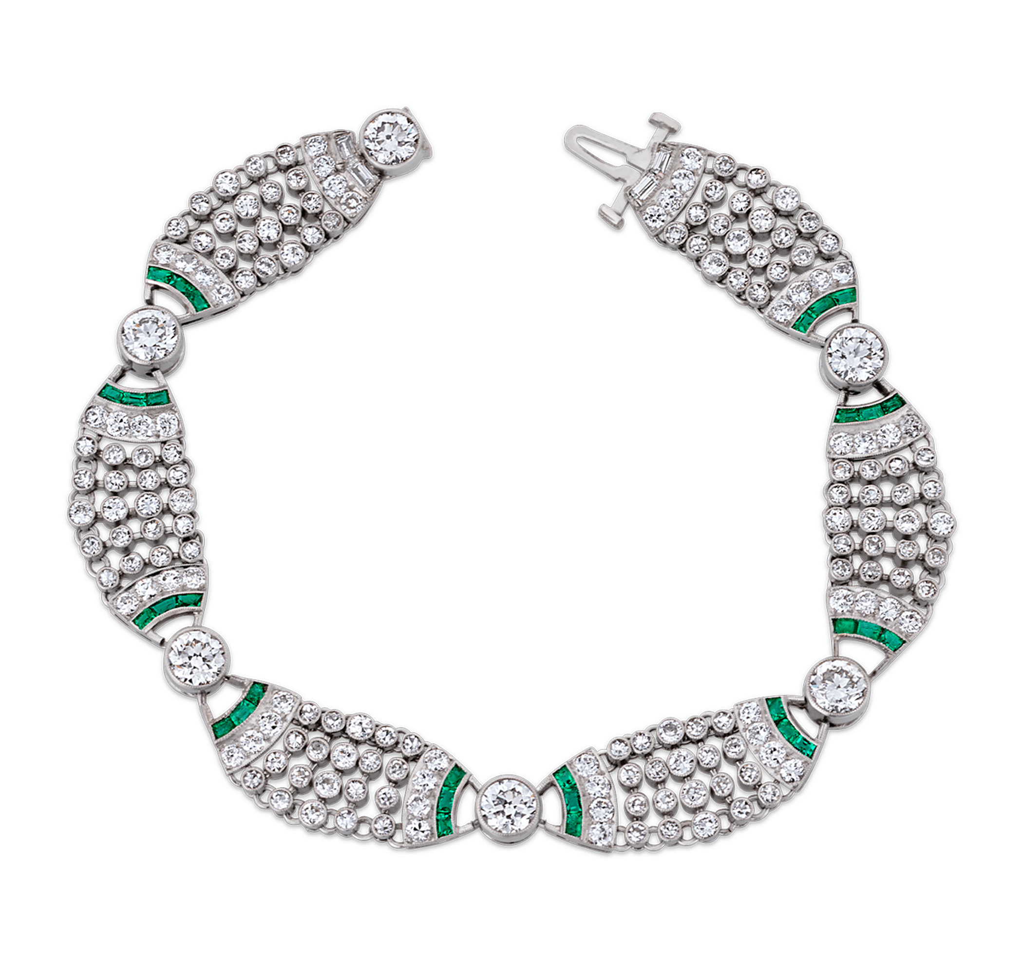 Art Deco Diamond and Emerald Bracelet