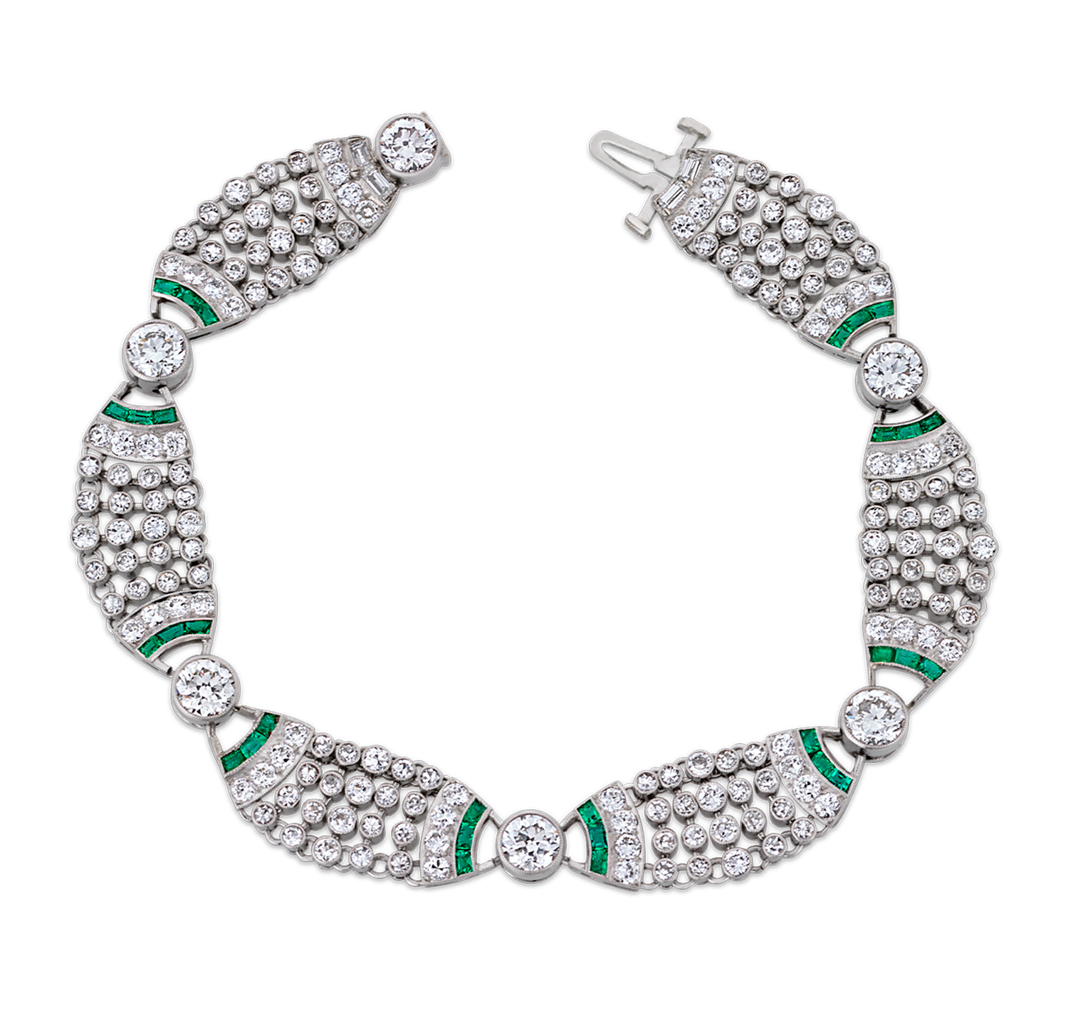 Art Deco Diamond and Emerald Bracelet