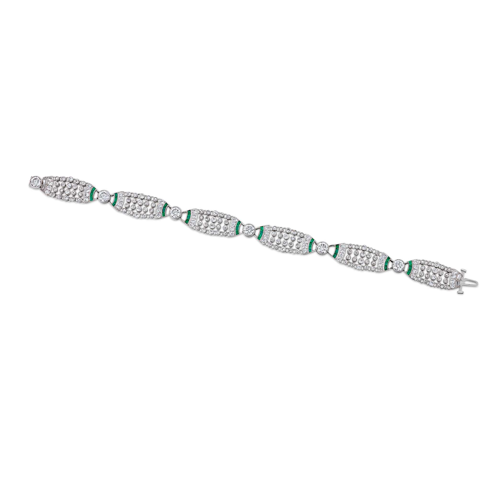 Art Deco Diamond and Emerald Bracelet