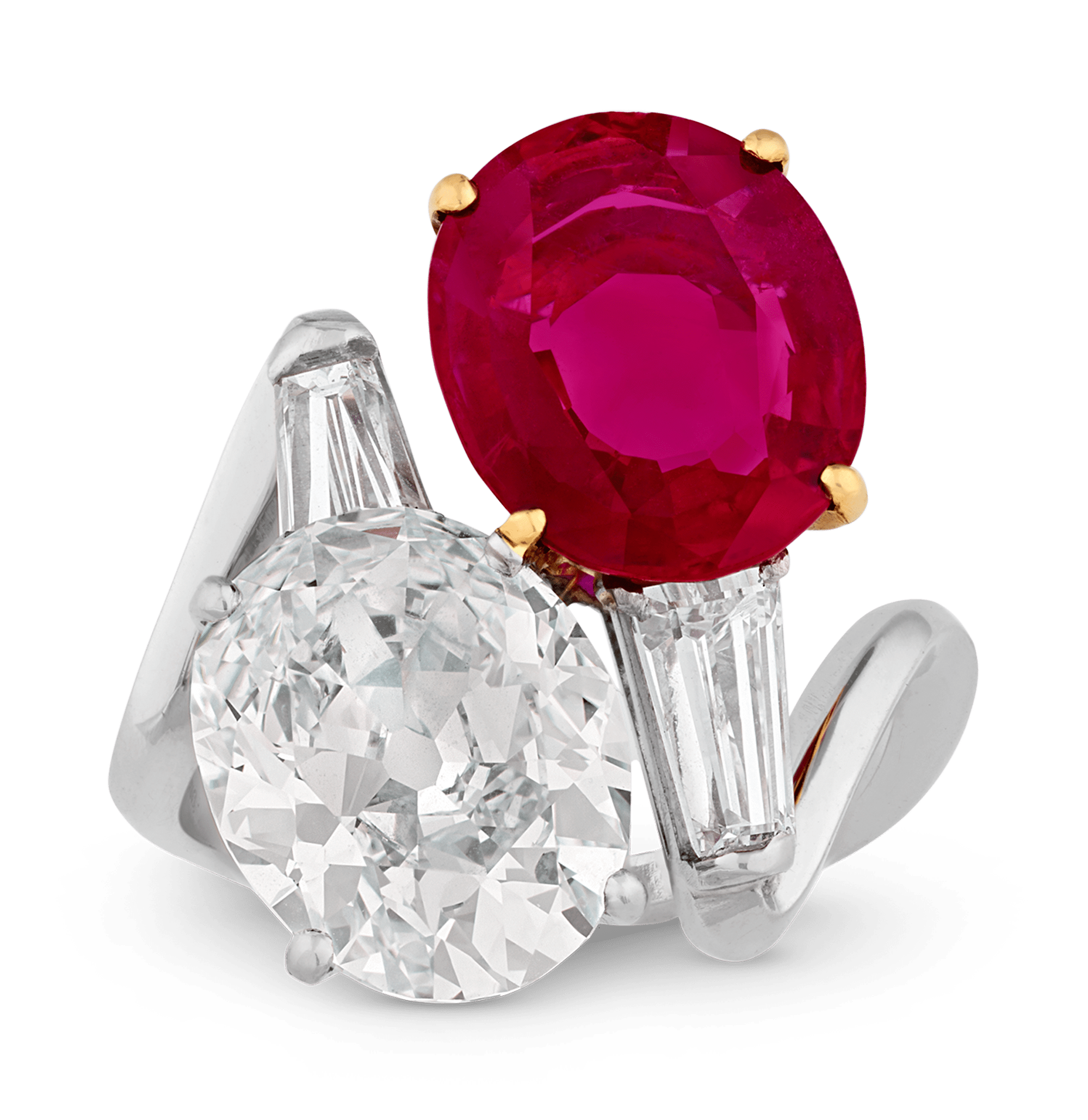 Bulgari Burma Ruby and Diamond Bypass Ring