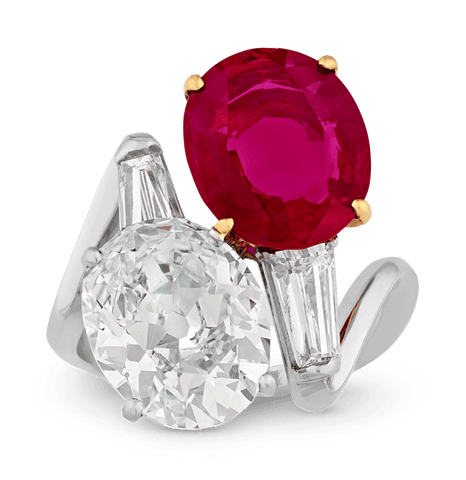 Bulgari Burma Ruby and Diamond Bypass Ring