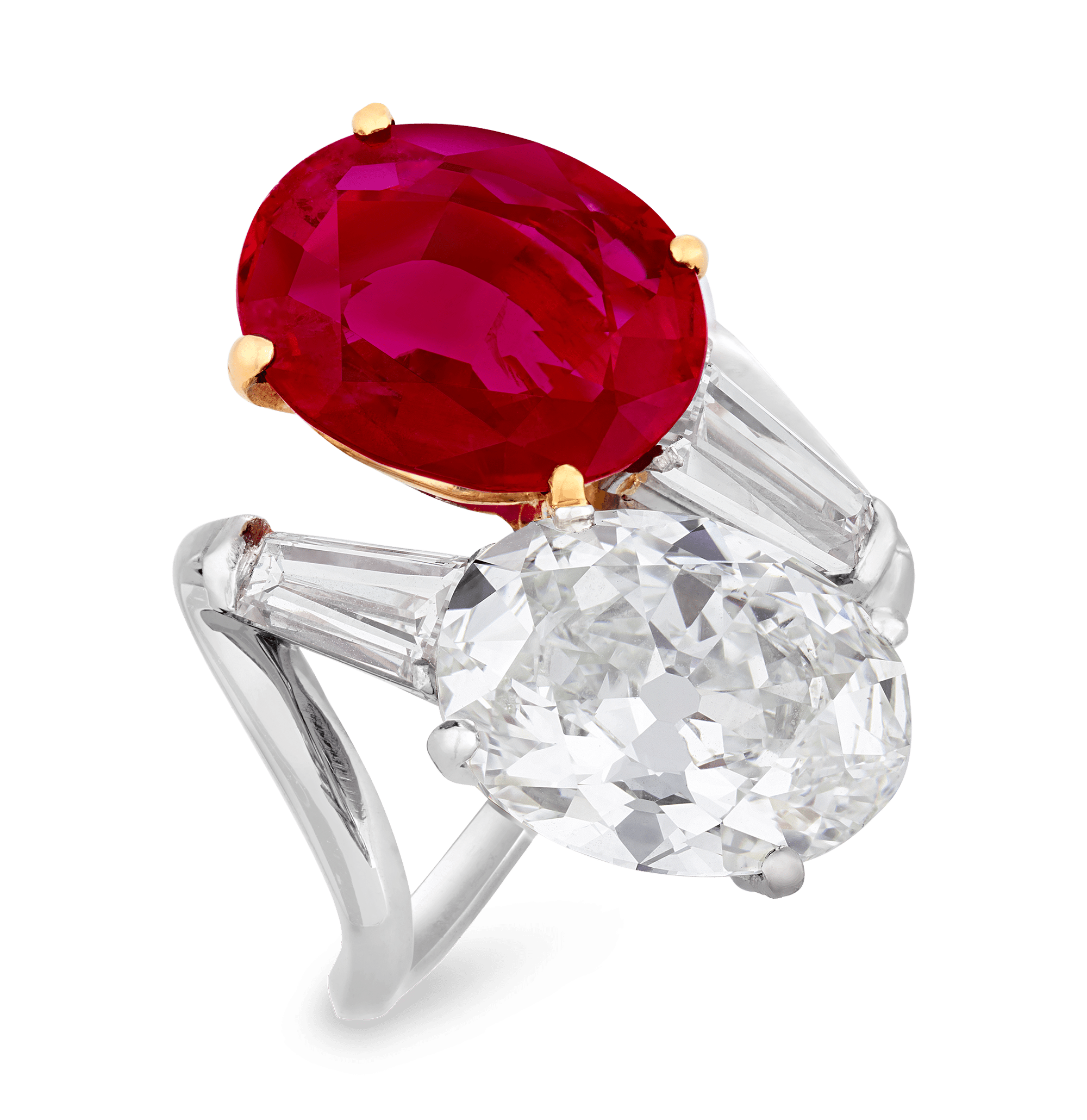 Bulgari Burma Ruby and Diamond Bypass Ring