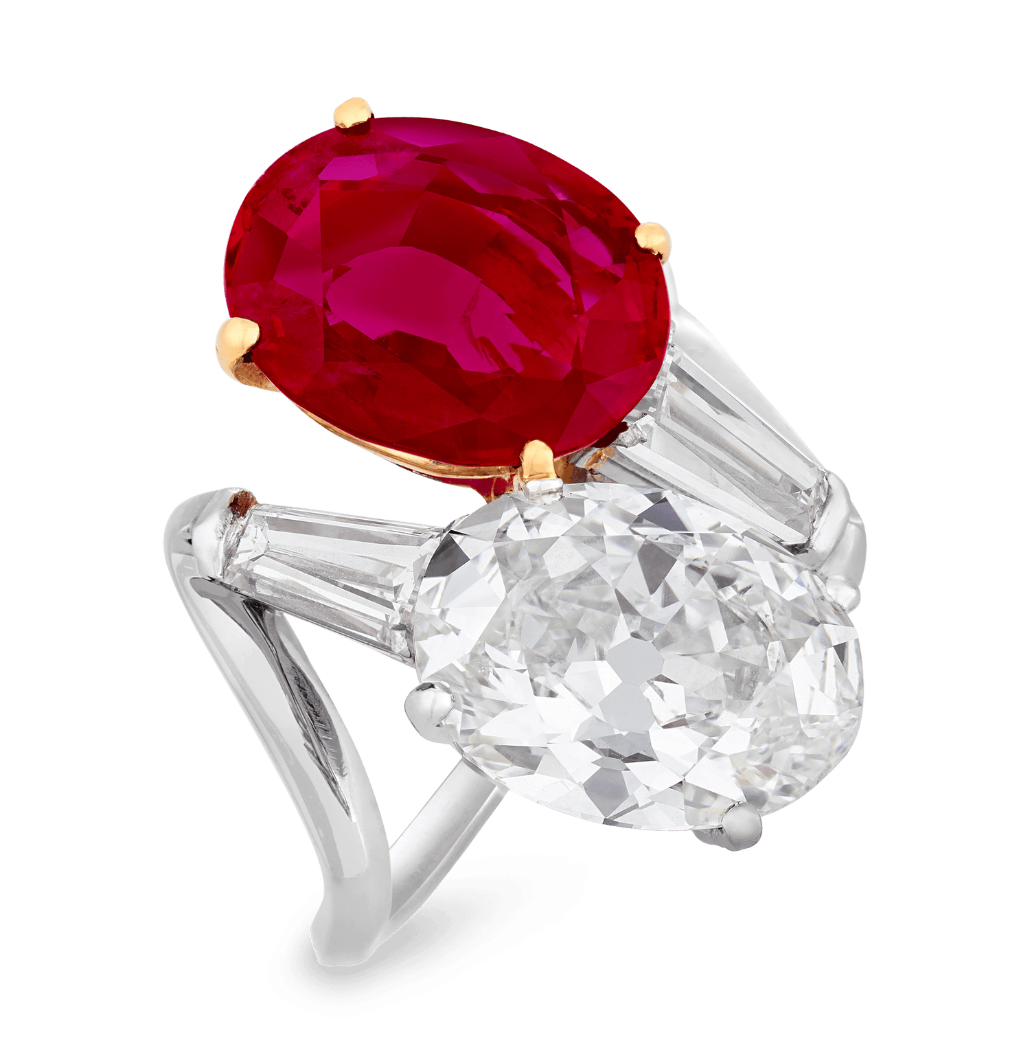 Bulgari Burma Ruby and Diamond Bypass Ring