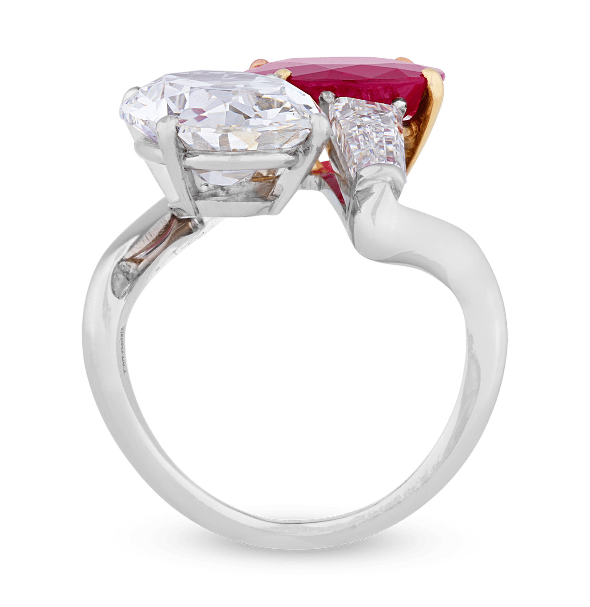 Bulgari Burma Ruby and Diamond Bypass Ring