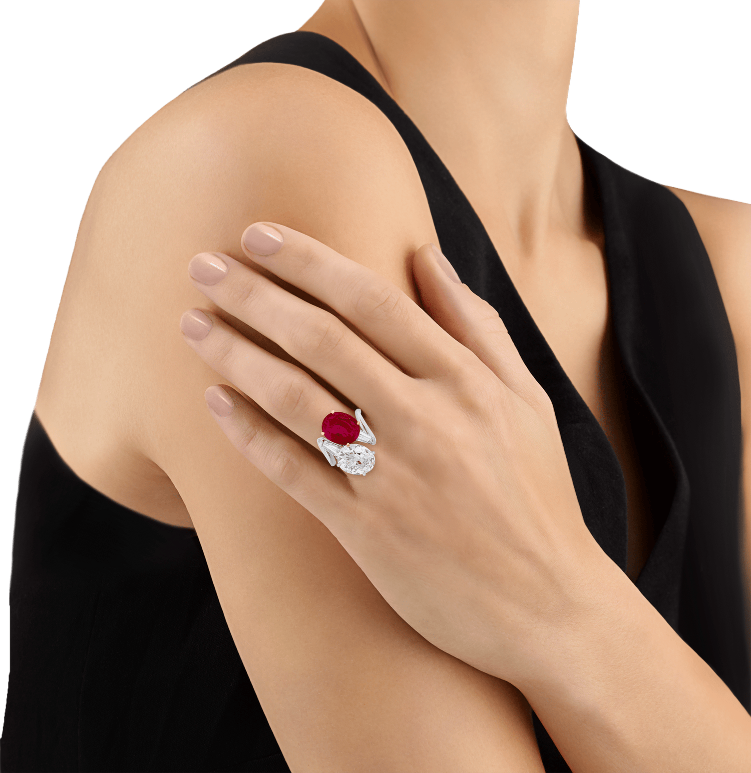 Bulgari Burma Ruby and Diamond Bypass Ring