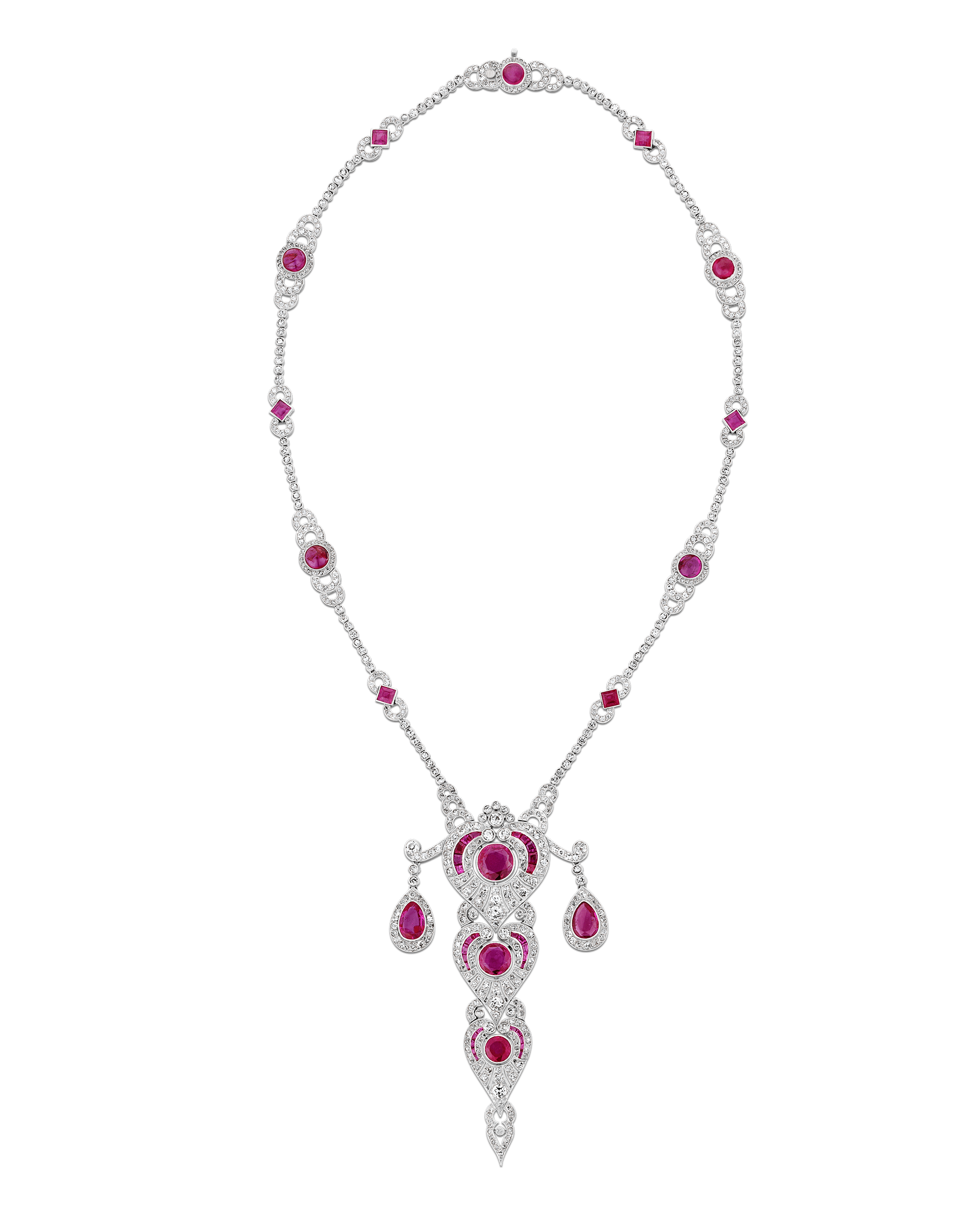 Lucie Rosen's Untreated Burma Ruby Lavalier Necklace, 18.10 carats