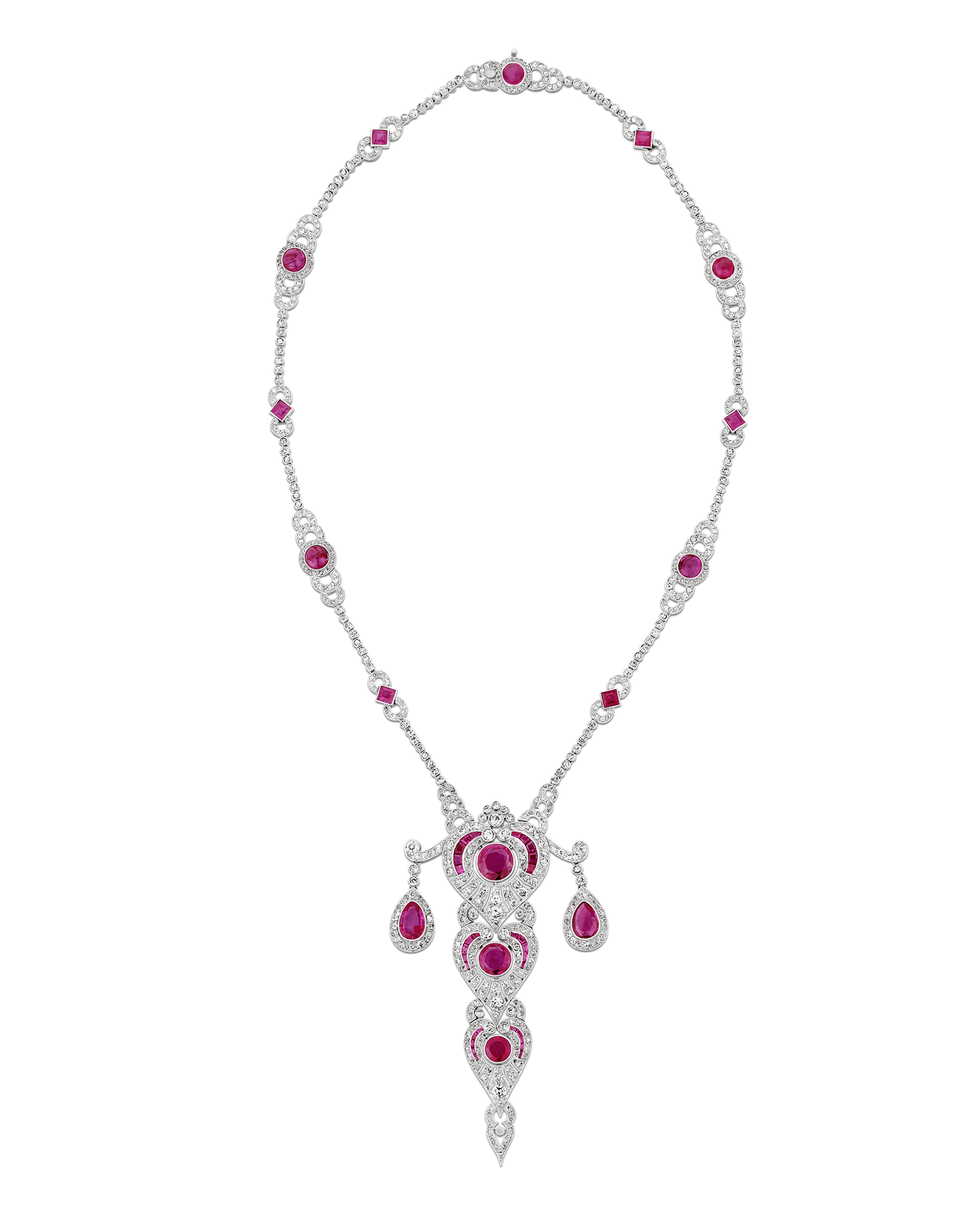 Lucie Rosen's Untreated Burma Ruby Lavalier Necklace, 18.10 carats