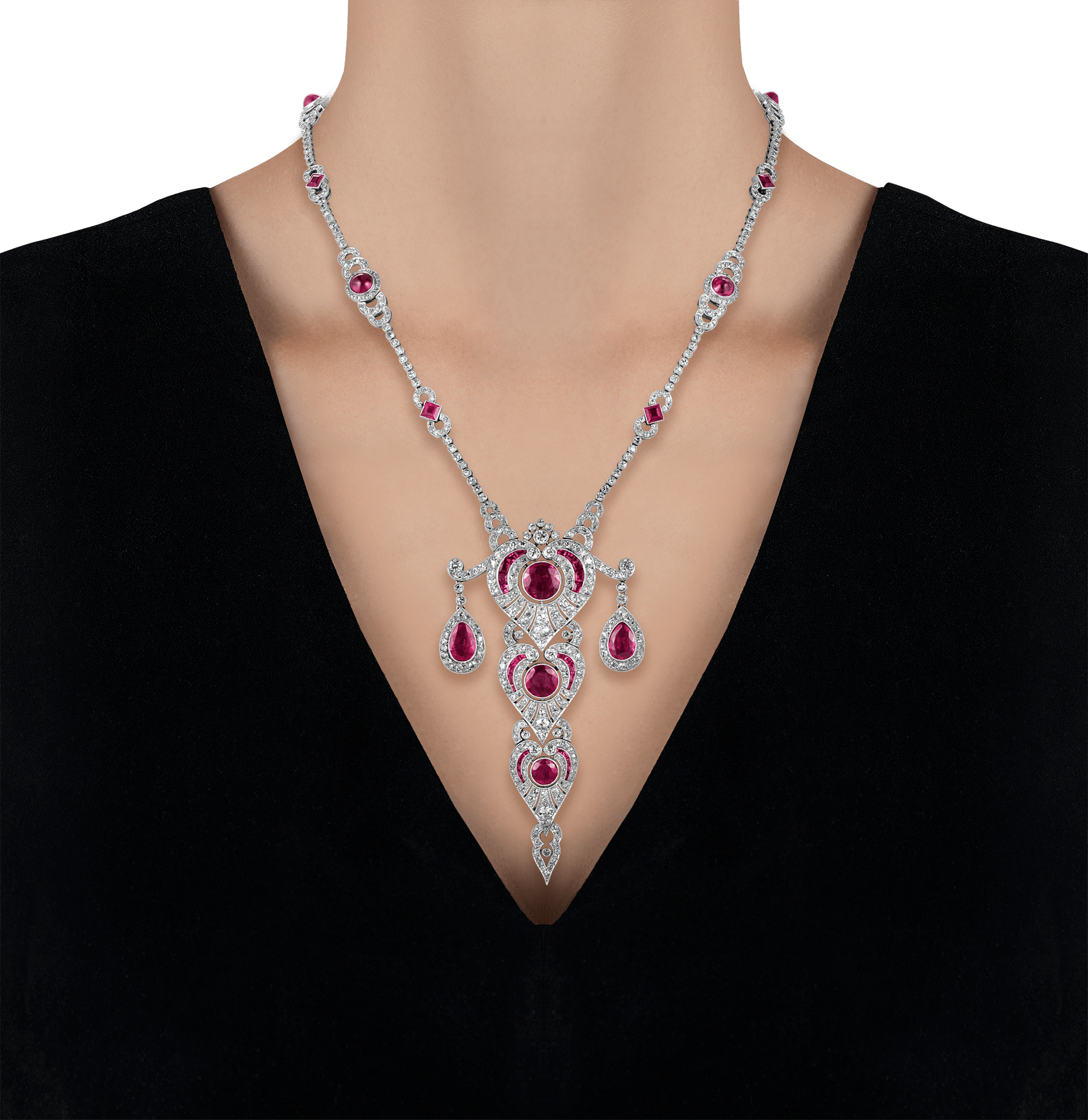 Lucie Rosen's Untreated Burma Ruby Lavalier Necklace, 18.10 carats