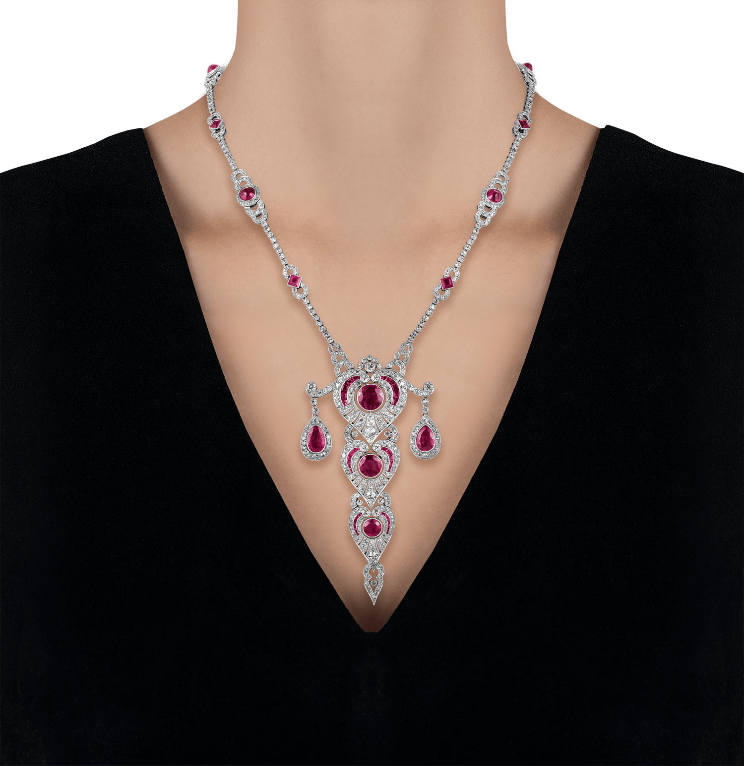 Lucie Rosen's Untreated Burma Ruby Lavalier Necklace, 18.10 carats